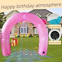 Vista 6 de Arco de cumpleaños de arcoíris de 11 pies, decoración inflable para exteriores, luces LED integradas, arco inflable para decoración de patio al aire