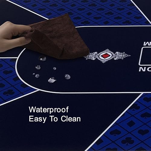 Miniatura 59 de CONTINUE Tapete de mesa de póquer, tapete de póquer Texas Hold'em para 8-10 jugadores con base de goma antideslizante y bolsa de transporte