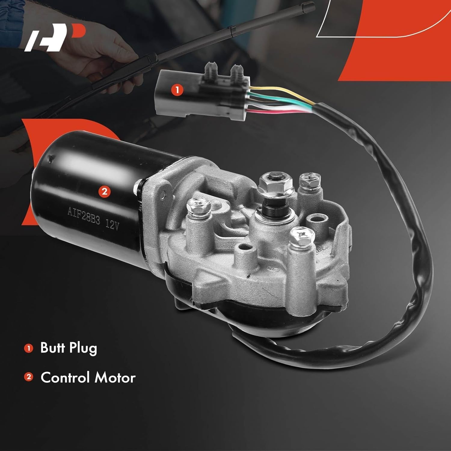 A-Premium Front Windshield Wiper Motor Compatible with Jeep TJ 2003-2006, Wrangler 2003-2006, 2.4L 4.0L, Sport Utility, 5-Pin, Replace# 55156374AC