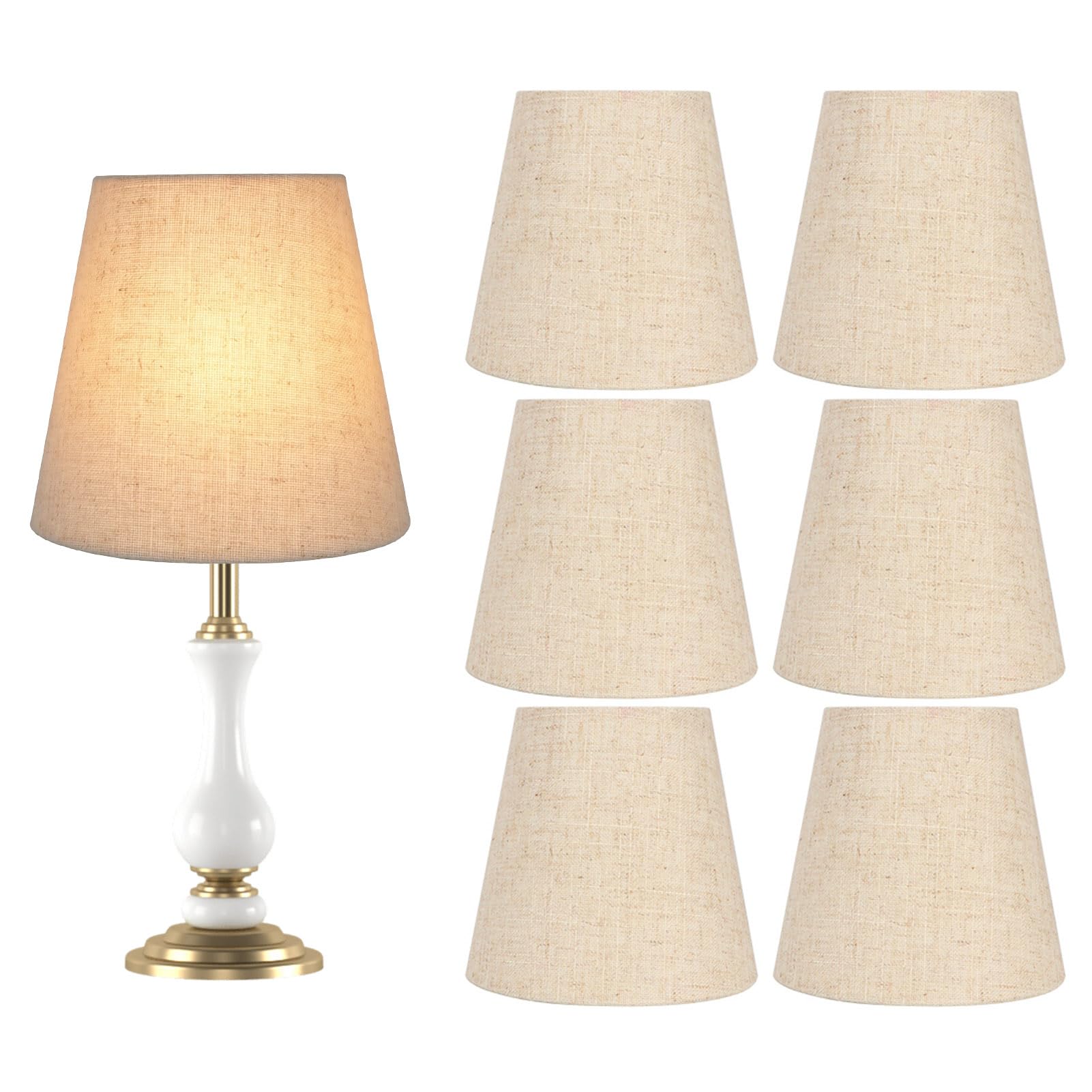 6Pcs Chandelier Lampshade, Small Lamp Shade Set Clip on Bulb Lampshade E14 Cloth Wall Lamp Shade Nordic Style for Home Decoration