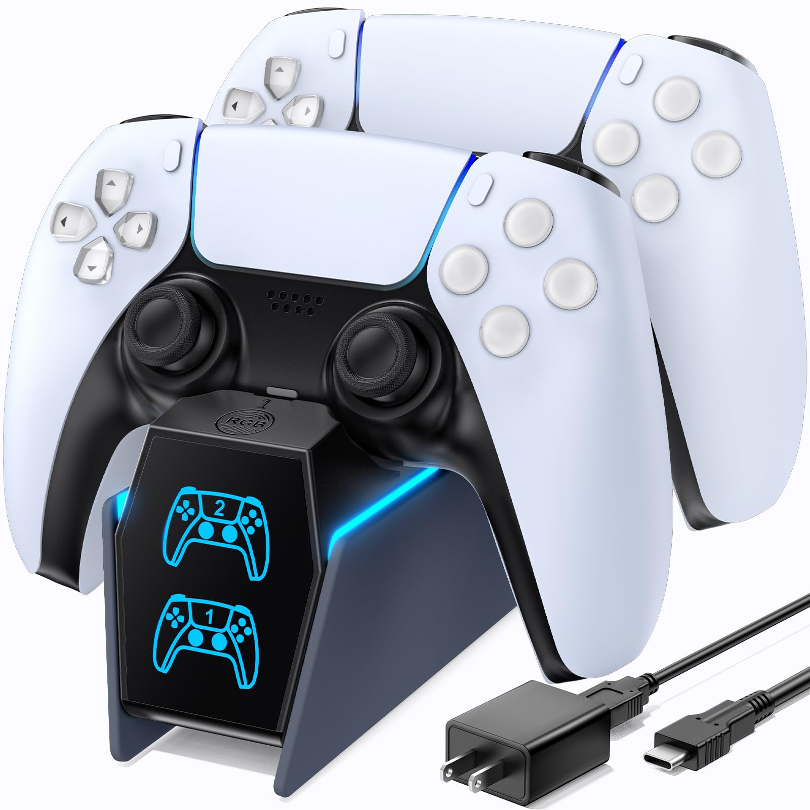 OIVO P5 Controller Charger with Fast Charging AC Adapter, P5 Controller Charging Station Stand for Play Station 5, Docking Station Replacement for PS 5 Accessories Kits, Gray