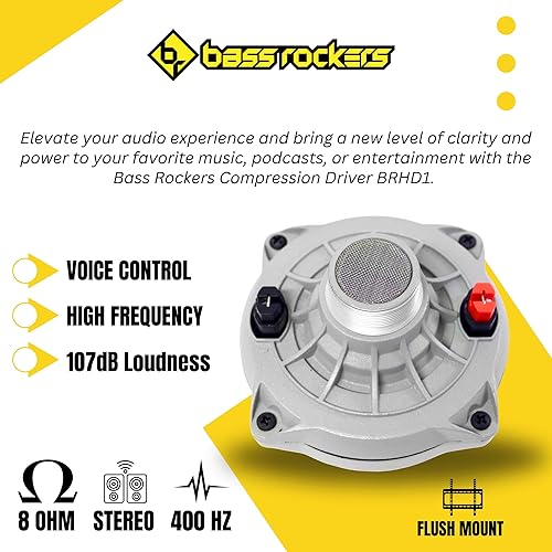Vista 5 de Bass Rockers Controlador de bocina de compresión de 300 W, atornillable, garganta de 1 pulgada (BRHD1) 150 W RMS bobina de voz reemplazable de 2