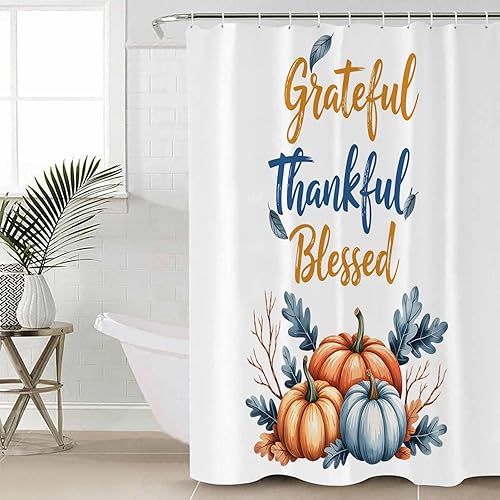 Miniatura 4 de YOKOU Cortina de ducha, cortina de baño de tela de poliéster repelente al agua con ganchos para baño, duchas, puestos y bañeras, 36 x 78 pulgadas