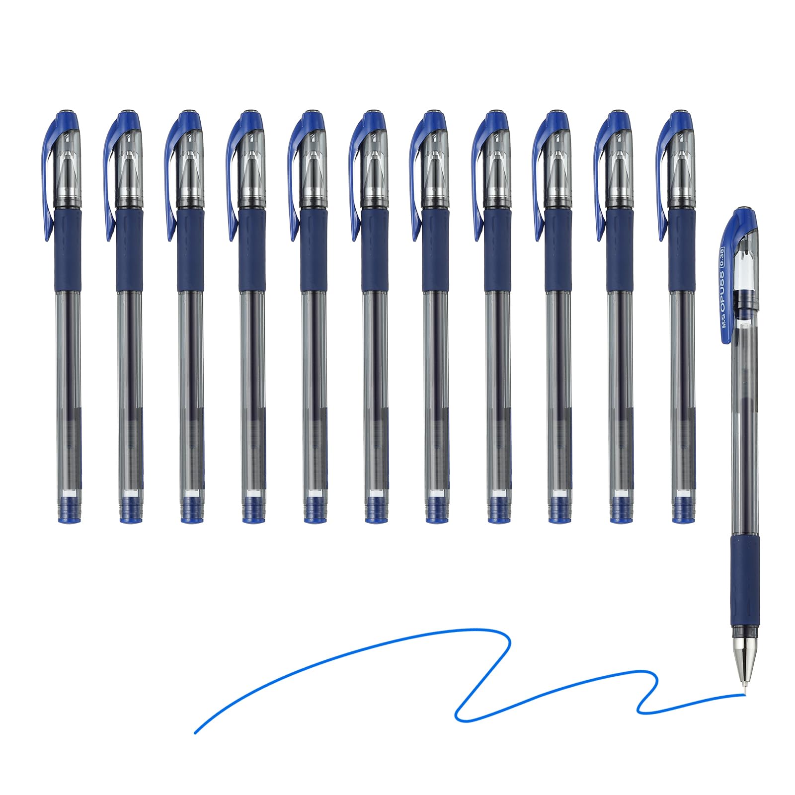 PATIKIL 0.38mm Rollerball Pens, 12PCS Ball Point Pens Blue Liquid Gel Ink Smooth Writing for Home Office, Blue, AGP63201B