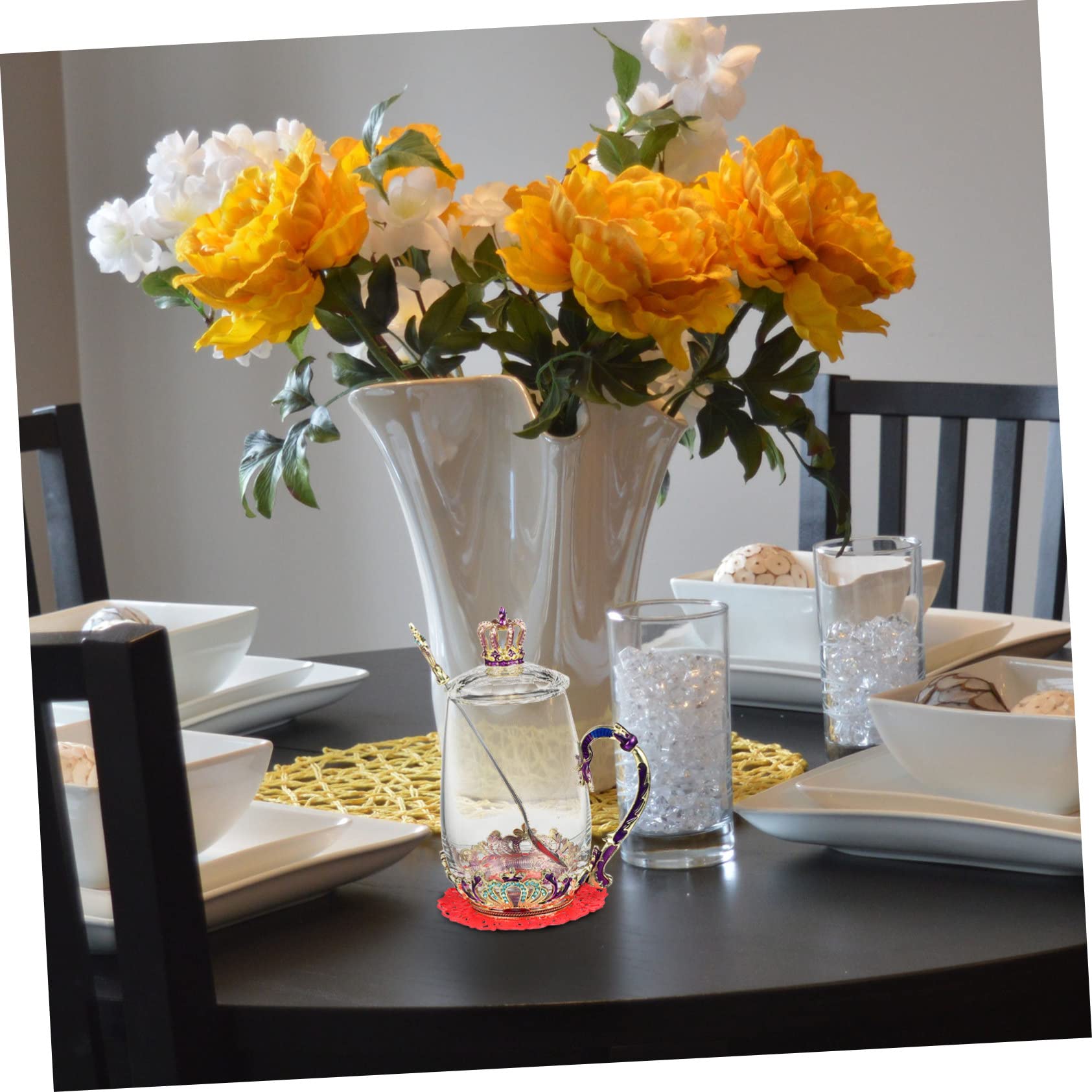 Cabilock 1 Satz Blumenteetasse Aus Emaille Neuartige Kaffeetassen Emaille Ausgefallene Teetassen -blumen-teebecher Klare Kaffeetasse Frau Becher Trinken Europäischer Stil Glas
