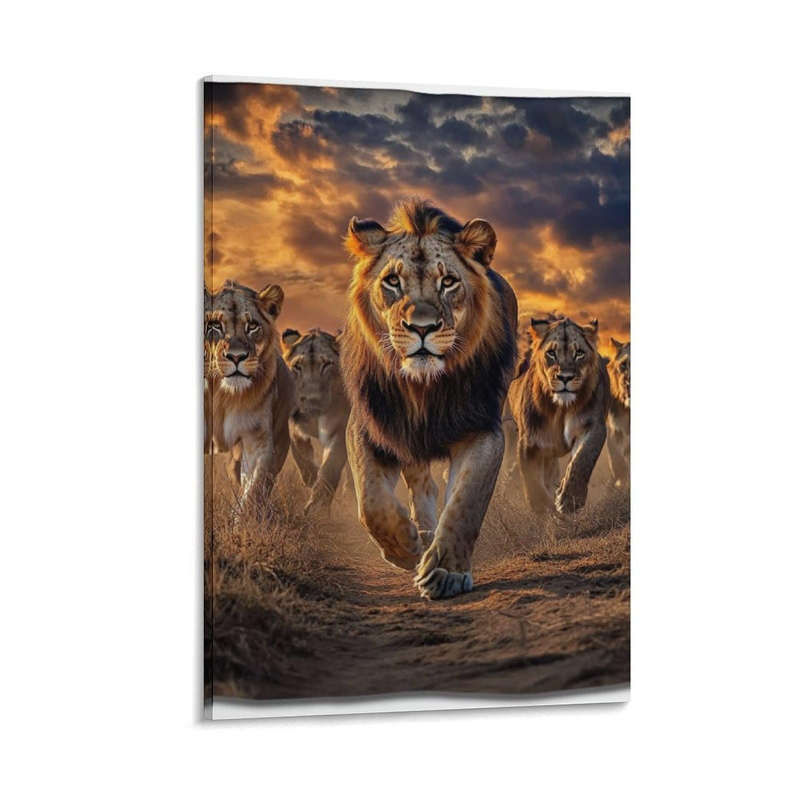 Gaoyuchun Frame-Style-8 African Lionesses Canvas For Home Decor Modern Bathroom Office Wall Decor Paintings Pictures Artwork Print Home Decor 16X24inch(40X60cm)