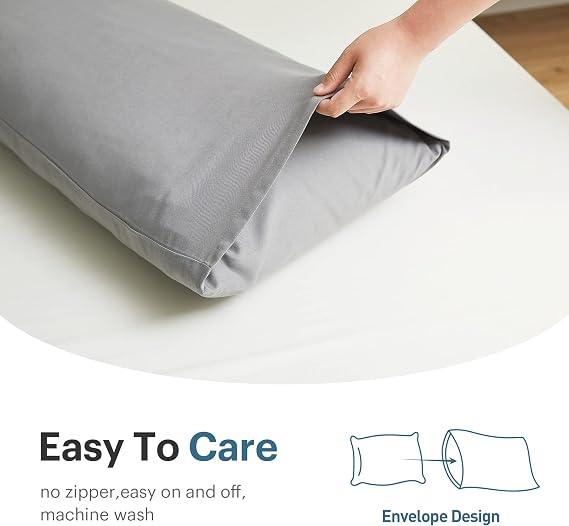 Acanva Fluffy Bed Sleeping Side Sleeper Body Pillow Insert, 20 x 60with Grey Pillowcase, White