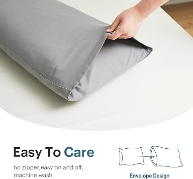 Acanva Fluffy Bed Sleeping Side Sleeper Body Pillow Insert, 20 x 60with Grey Pillowcase, White