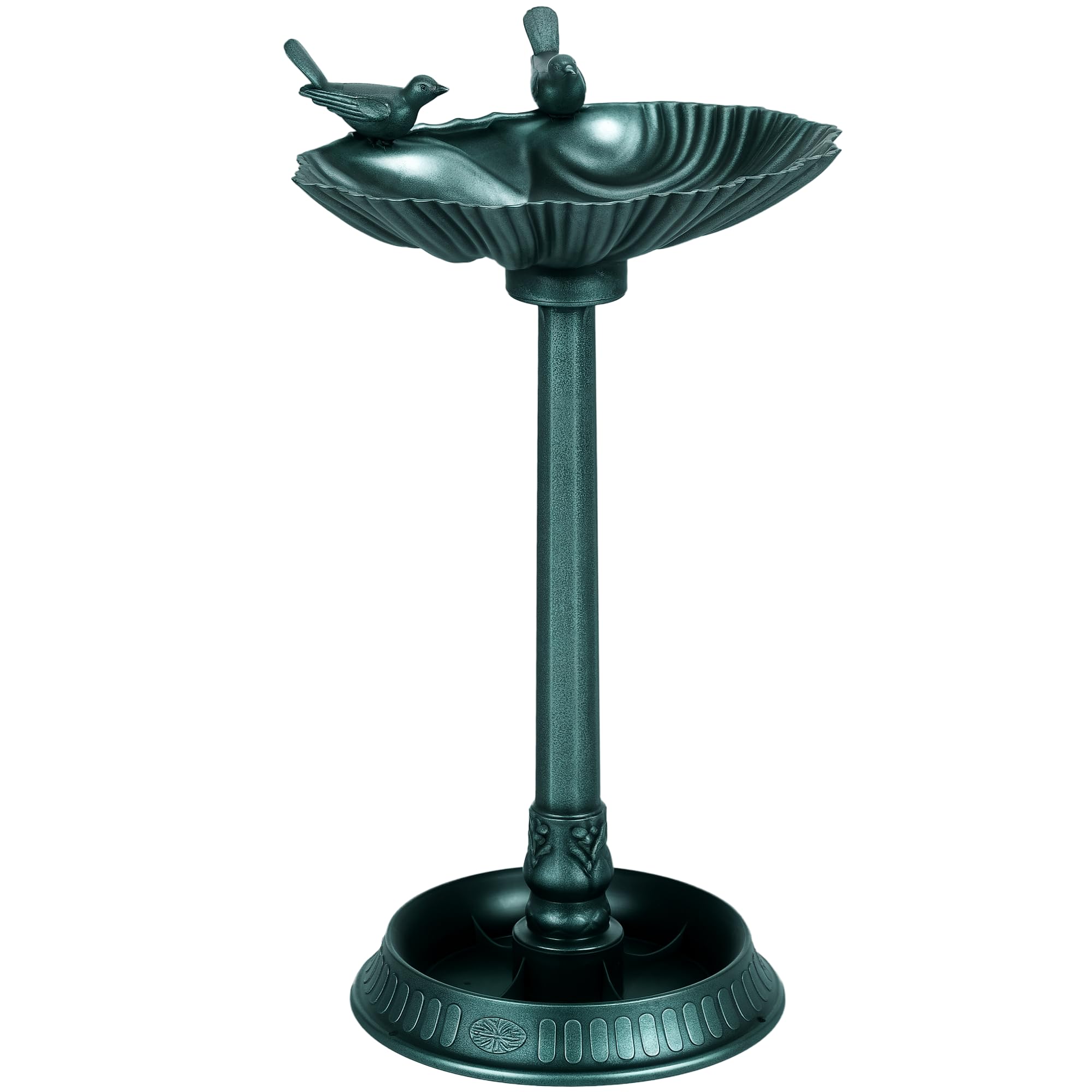 Outsunny 32 Antique Bird Bath with Pedestal Flower Planter Base Vintage Style Decorative Birdbath Bird Feeder Bowl Planter