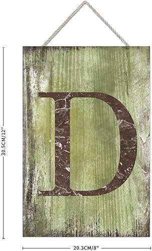 Vista 283 de Letrero colgante de madera con letra J, letrero de madera para decoración del hogar, 26 letras del alfabeto de metal, placa de madera, decoración
