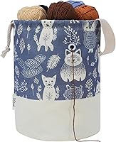 LeCorner Large Crochet Yarn Bag Organizer - 12x8 Inch Drawstring Storage for Knitting Needles, Hooks, Skeins & Accessories - Portable Travel Tote