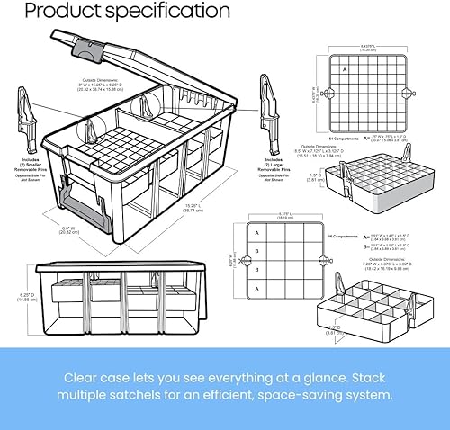 Miniatura 8 de ArtBin Semi Satchel con bandejas de accesorios Contenedor de almacenamiento, transparente