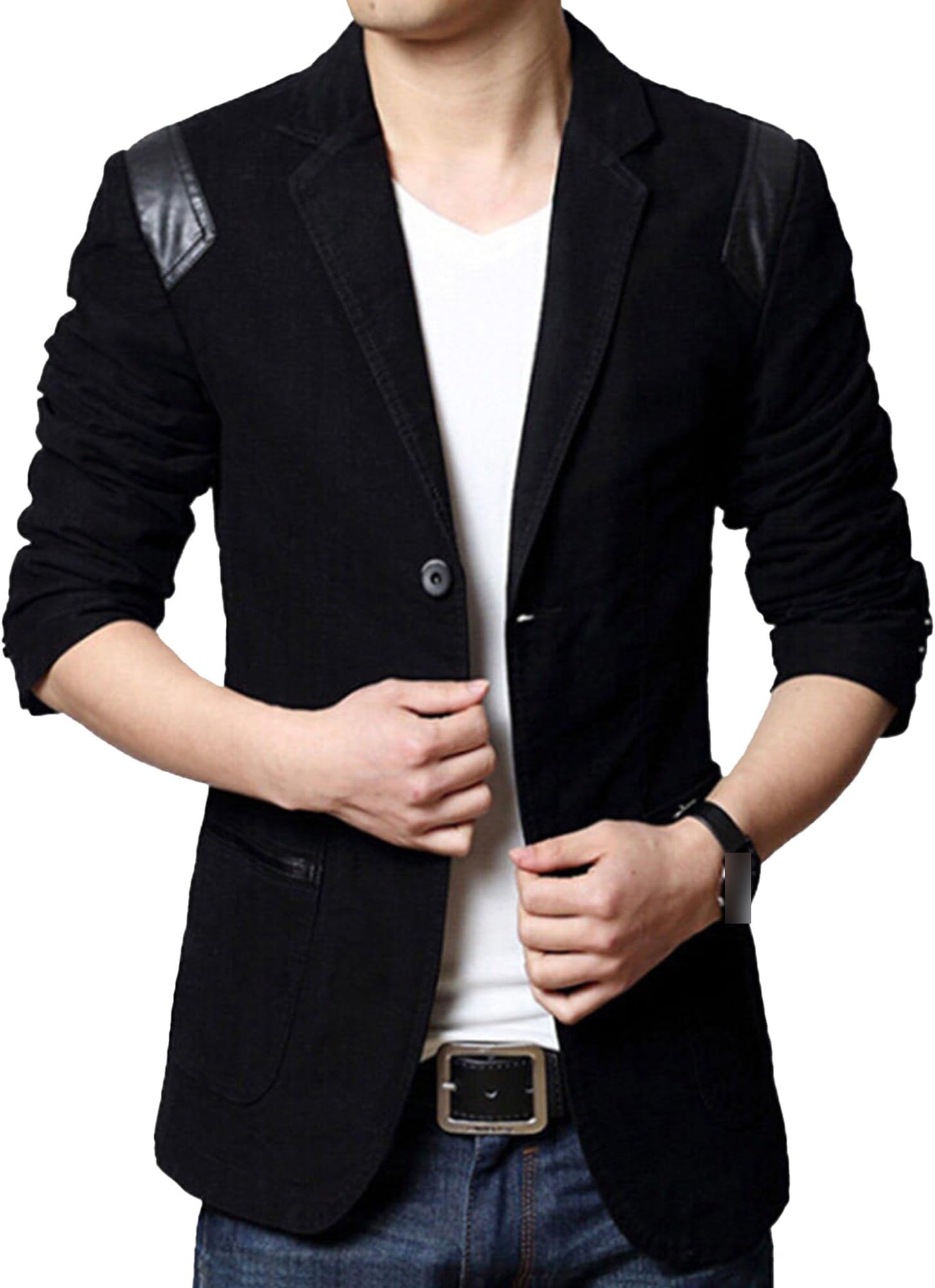 Men's Cotton Lightweight Blazer Jacket Slim 2-Button Single Breasted Sport Coat Slim Fit Jacket Autumn Blazer