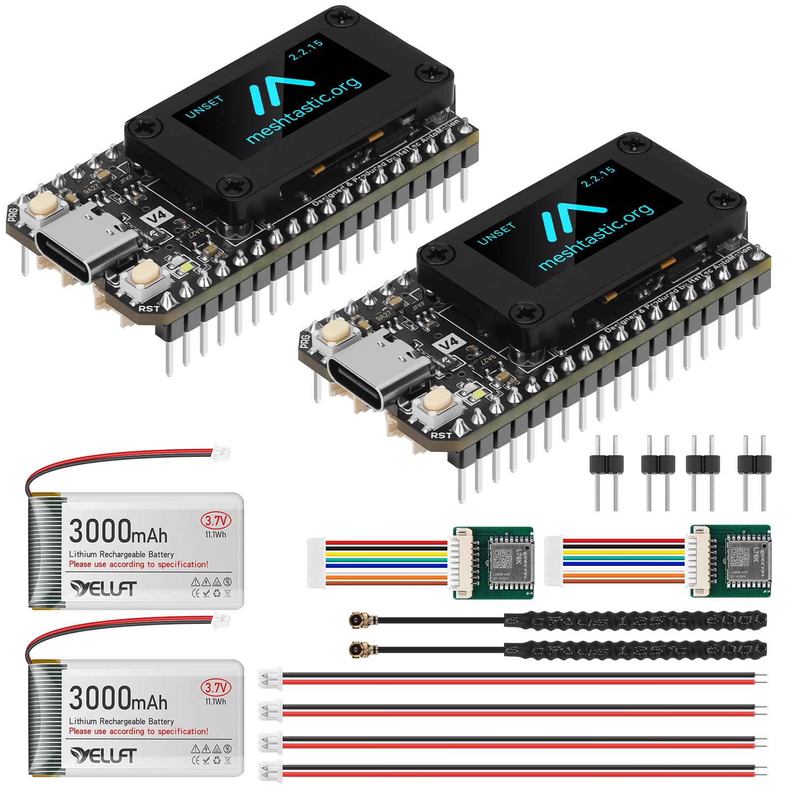 2 schede di sviluppo pre-saldate ESP32 LoRa V4 con modulo GNSS, batteria da 3000 mAh, WLAN integrato Bluetooth SX1262 868 MHz LoRa, display OLED da 0,96 pollici, interfaccia USB-C per tastiera