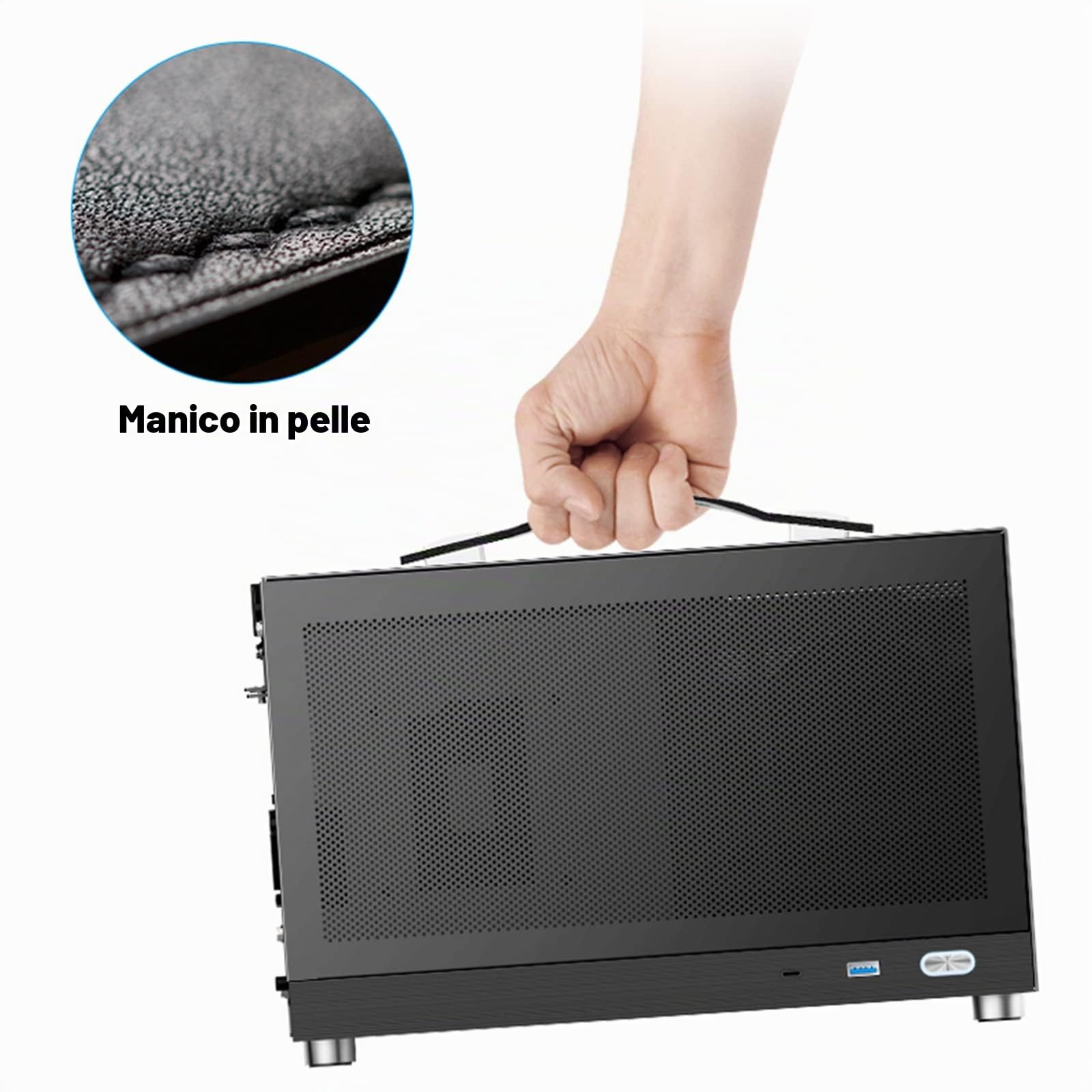 S300 - Mini-ITX PC Gaming Case - Front I/O USB 3.0 Tipo - Porta C - Alimentazione SFX 100-130mm - Sistema di gestione dei cavi - Luminum Mini-ITX Scheda madre Small Portable PC Case - Nero