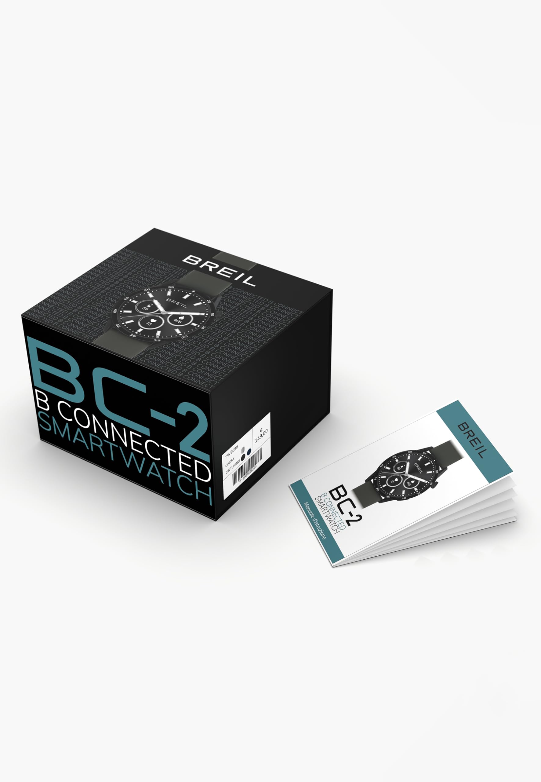 Breil, BC-2, Smartwatch Uomo con 2 Cinturini, Monitoraggio Calorie, Sport, Frequenza Cardiaca, Display Amoled e Cassa in Lega di Zinco, Resistente all'Acqua, Connettività Bluetooth, Ricarica Wireless