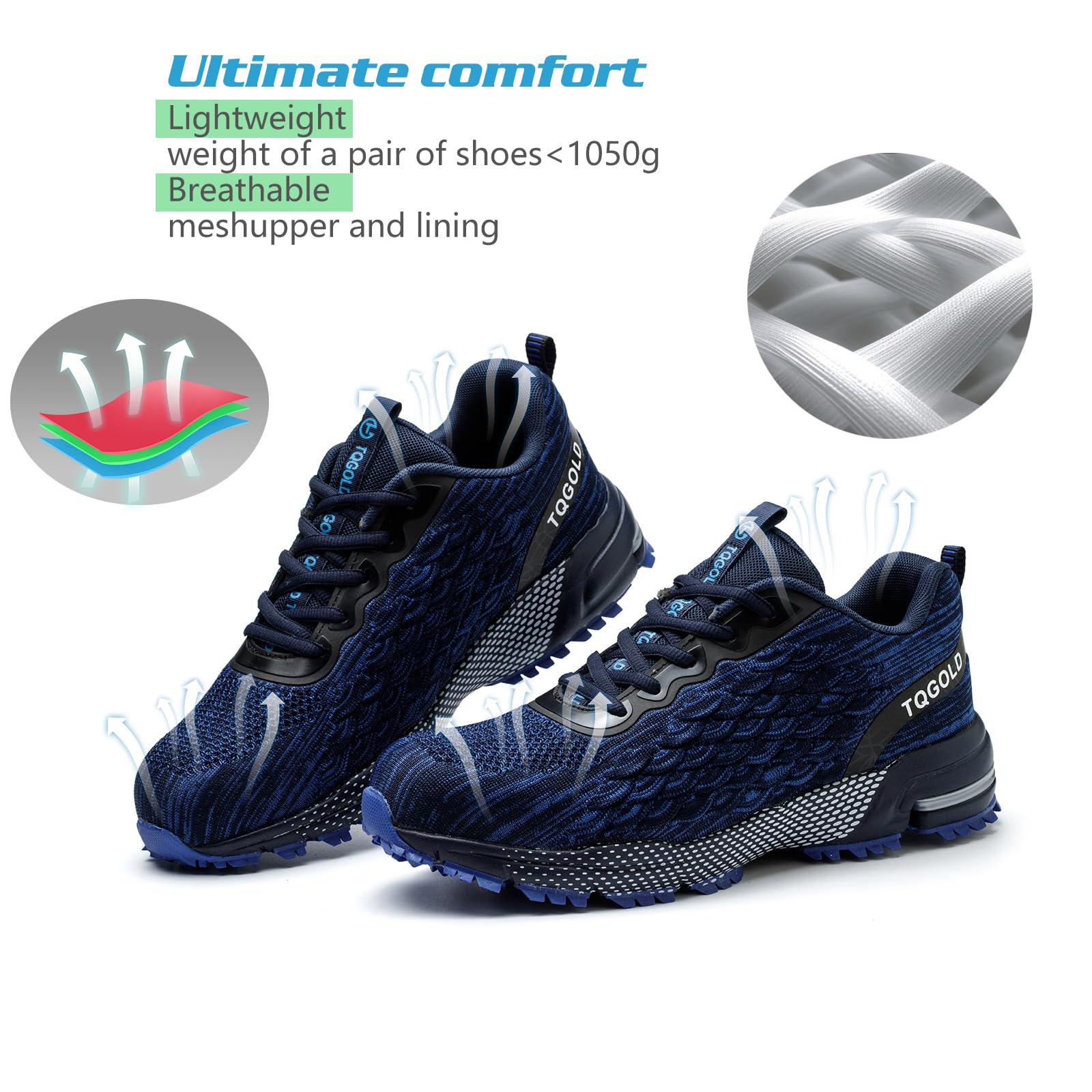 TQGOLD Scarpe Antinfortunistiche Uomo Leggere Comodo Donna Scarpe da Lavoro con Punta in Acciaio Ammortizzazione Traspiranti Antiscivolo Scarpe Protettive Industriali