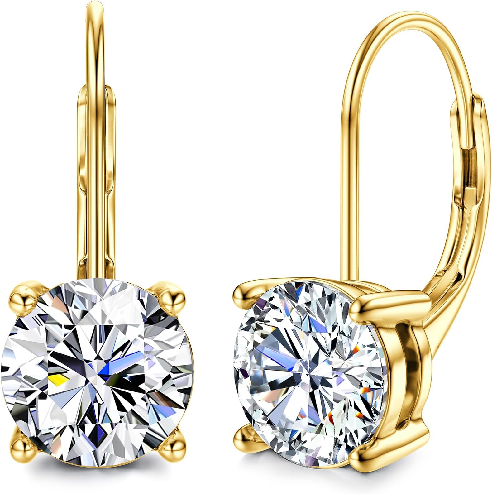 BlahannaMoissanite Earrings,1.0ct-2.0ct D Color Brilliant Round Cut Lab Created Diamond Earrings 18K White Gold Sterling Silver Dangle Earrings Moissanite Leverback Drop Earrings