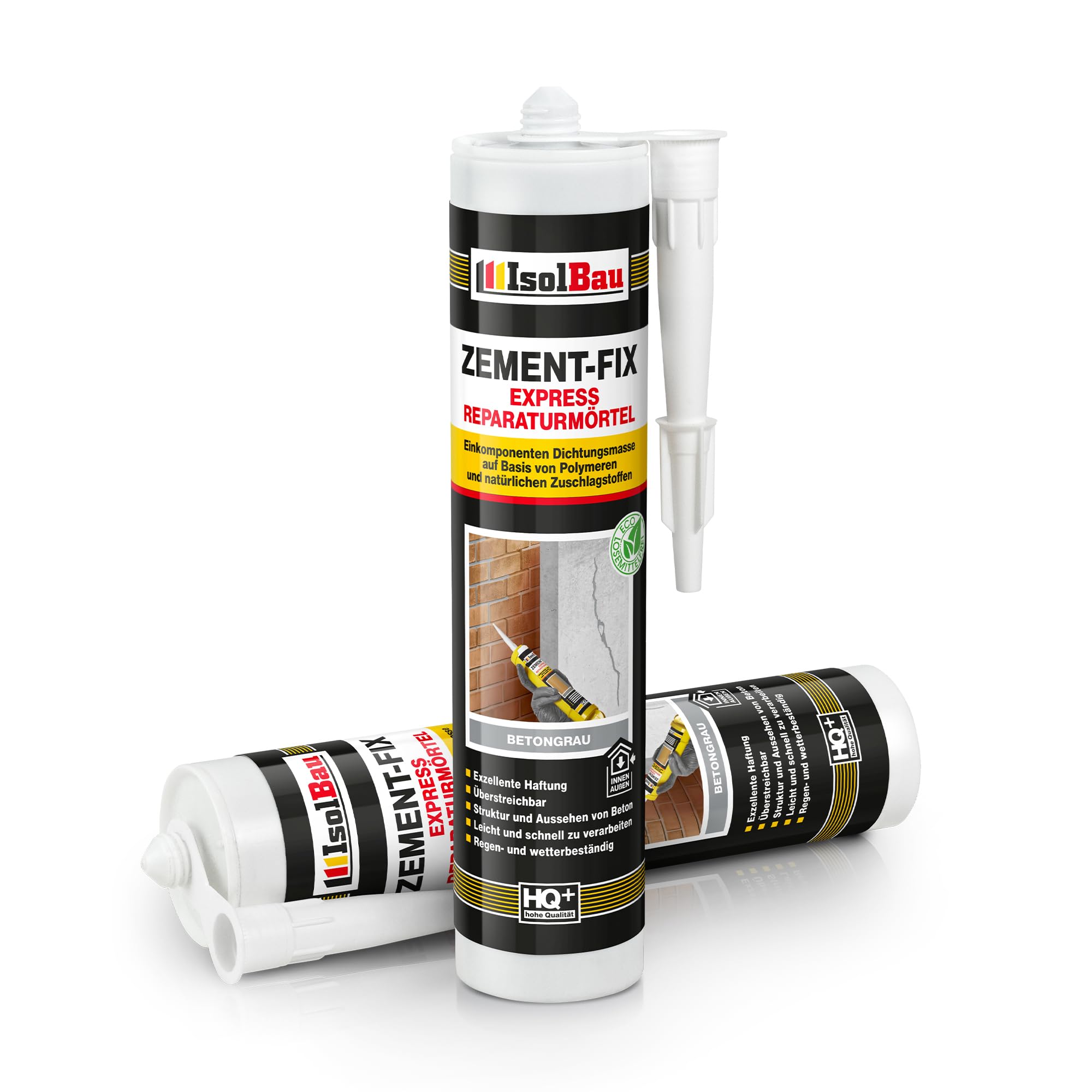 Isolbau Zement-Fix Express Lot de 4 cartouches de mortier de réparation pour joints et fissures en intérieur et extérieur Gris béton 300 ml