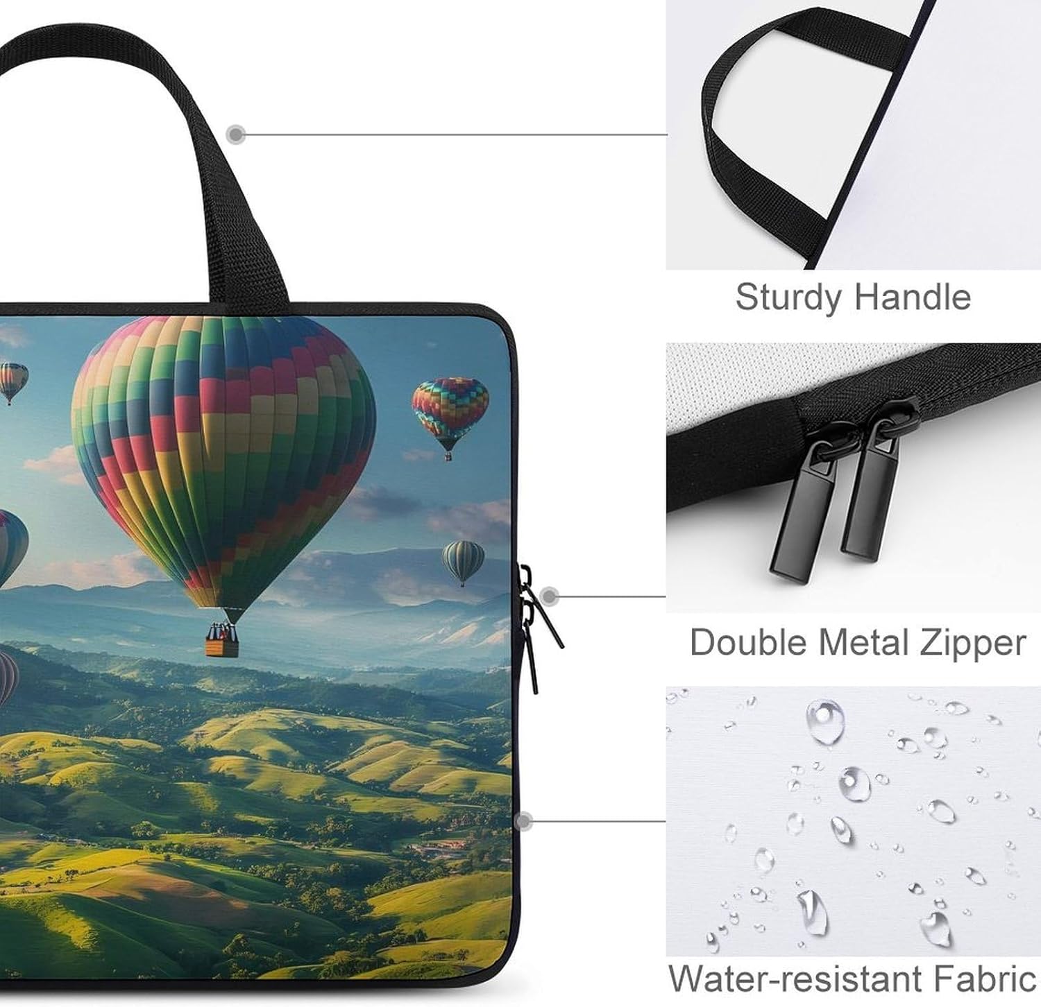 Hot-Air Balloons Laptop Bag Lightweight Computer Bag Carrying Case for Work Business