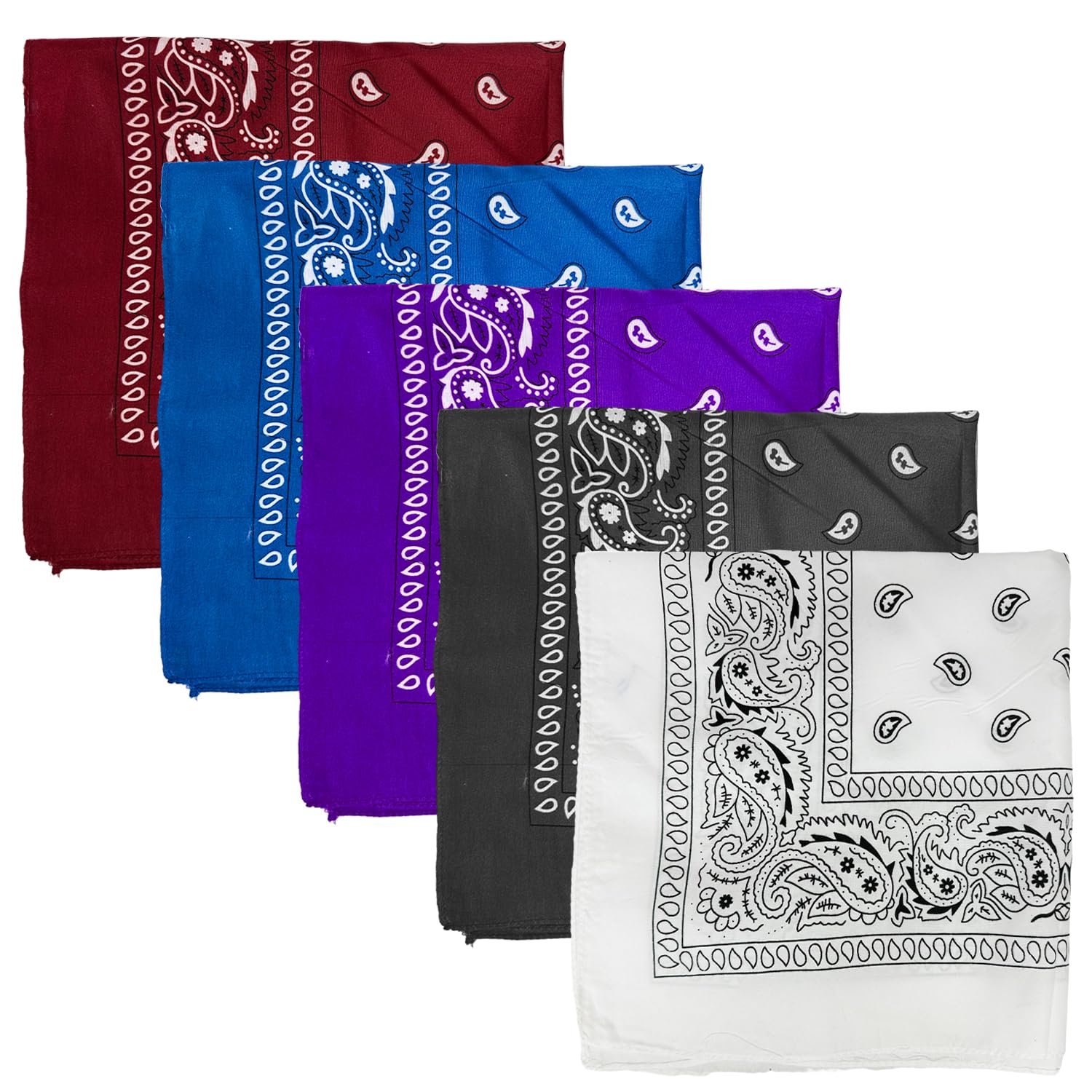 MEMOFYND 5 Pieces Bandana, Multifunctional Bandana, Cotton Scarf, Camouflage Men's Face Mask, Women's Headband, Square Handkerchief, Suitable for Parties, Sports