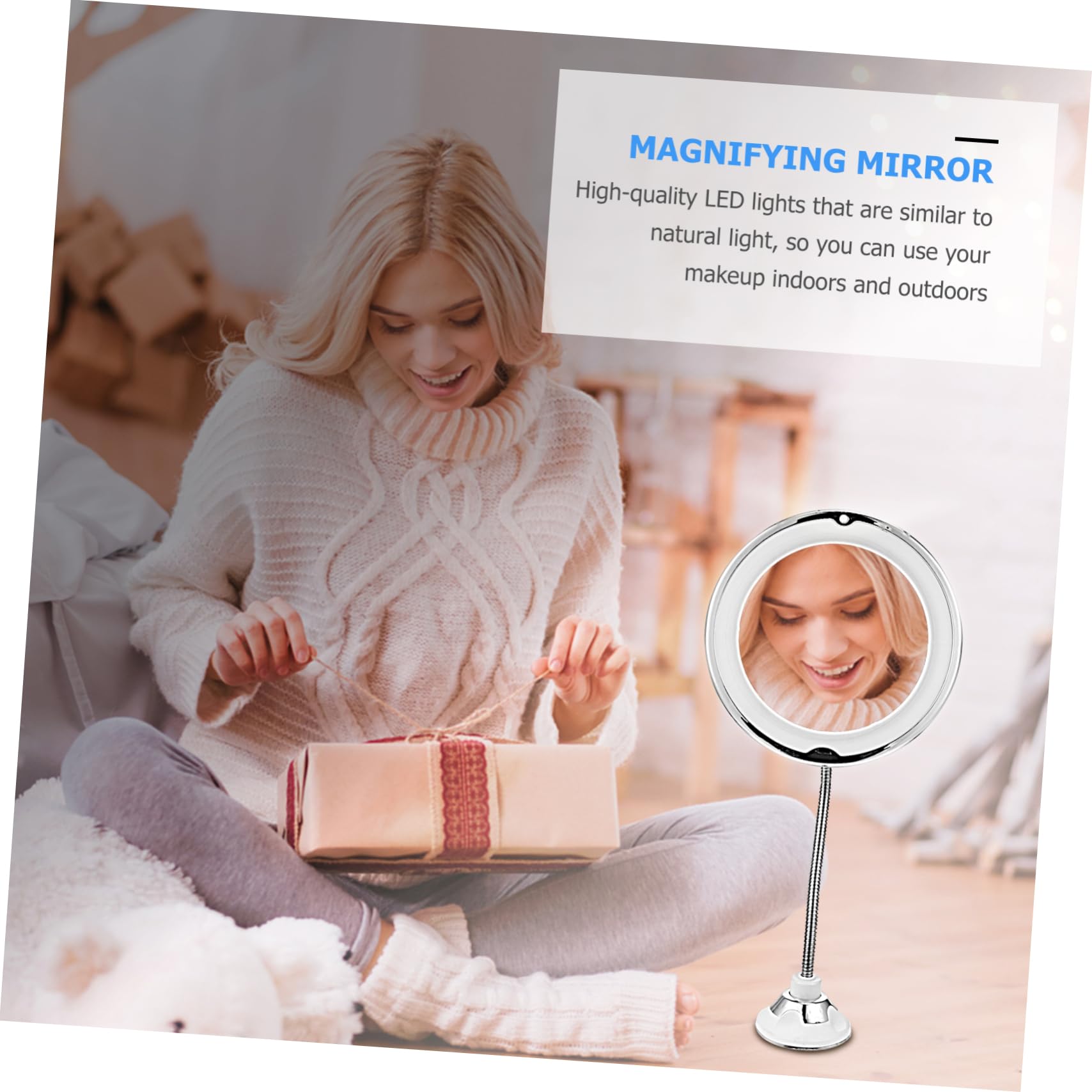 Miroir Grossissant et Ventouse de Maquillage avec Lumière LED 10x