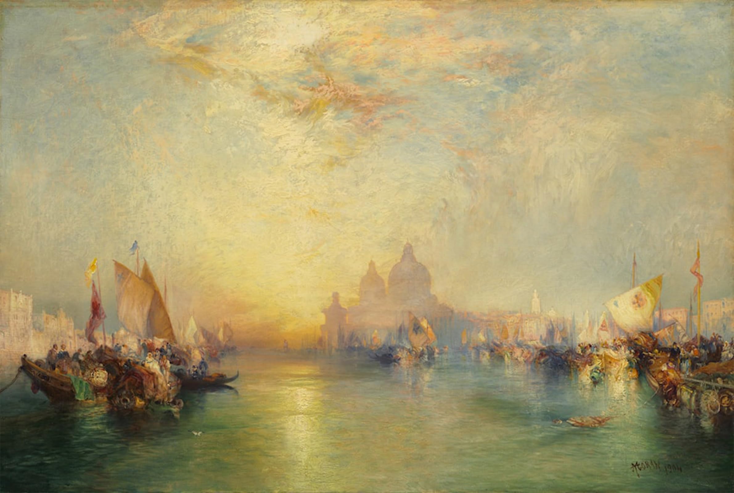 ARTXLXXBN Famous Painting Canvas Artwork Graffiti Print by Thomas Moran Portrait Canvas Image for Home Decor 60x90cm