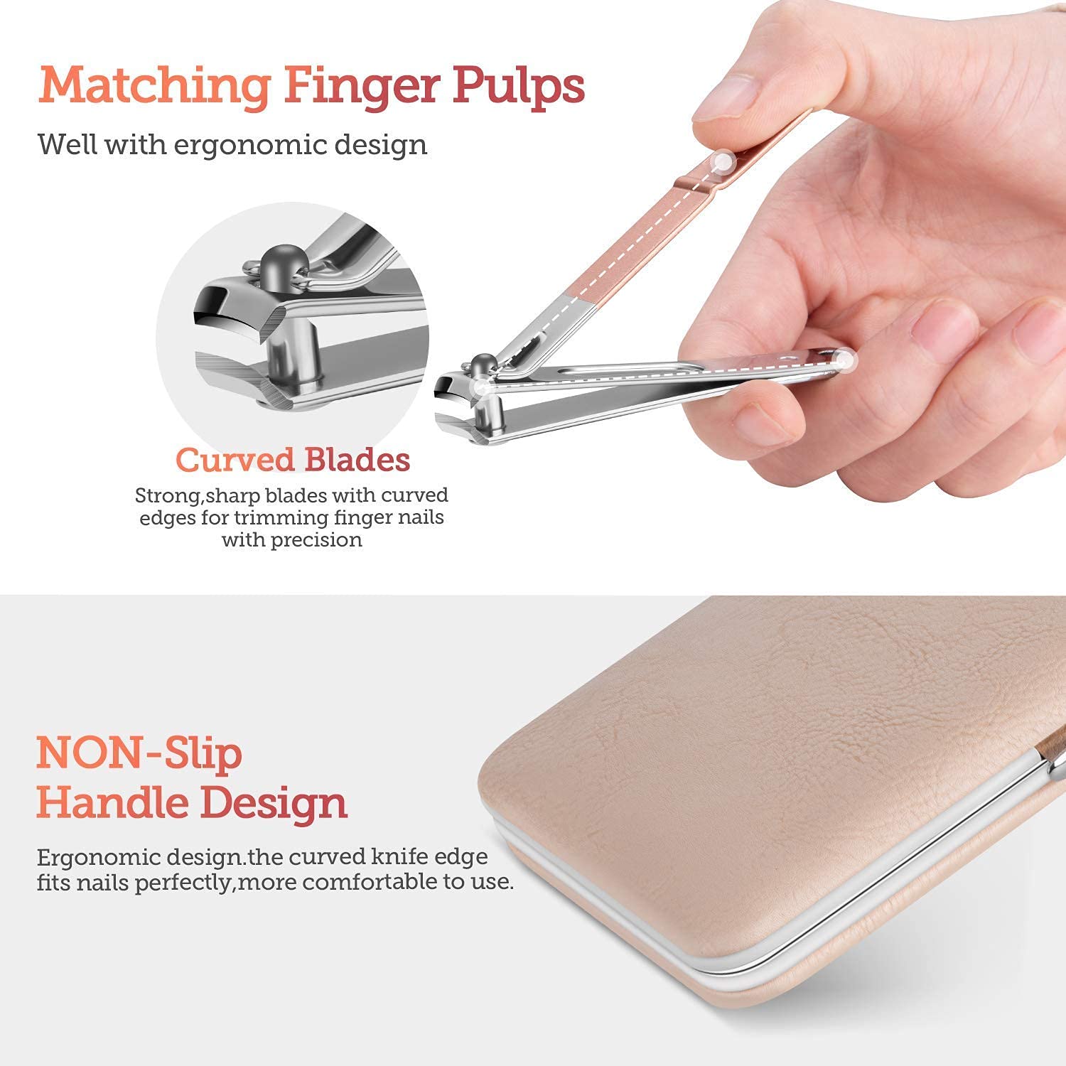 SKYBUCKET 18 IN 1 Stainless Steel Professional Manicure & Pedicure Kit For Women Includes Scissors A Nail cutter, Acne Remover needle, Blackhead Tool With Leather Case 4