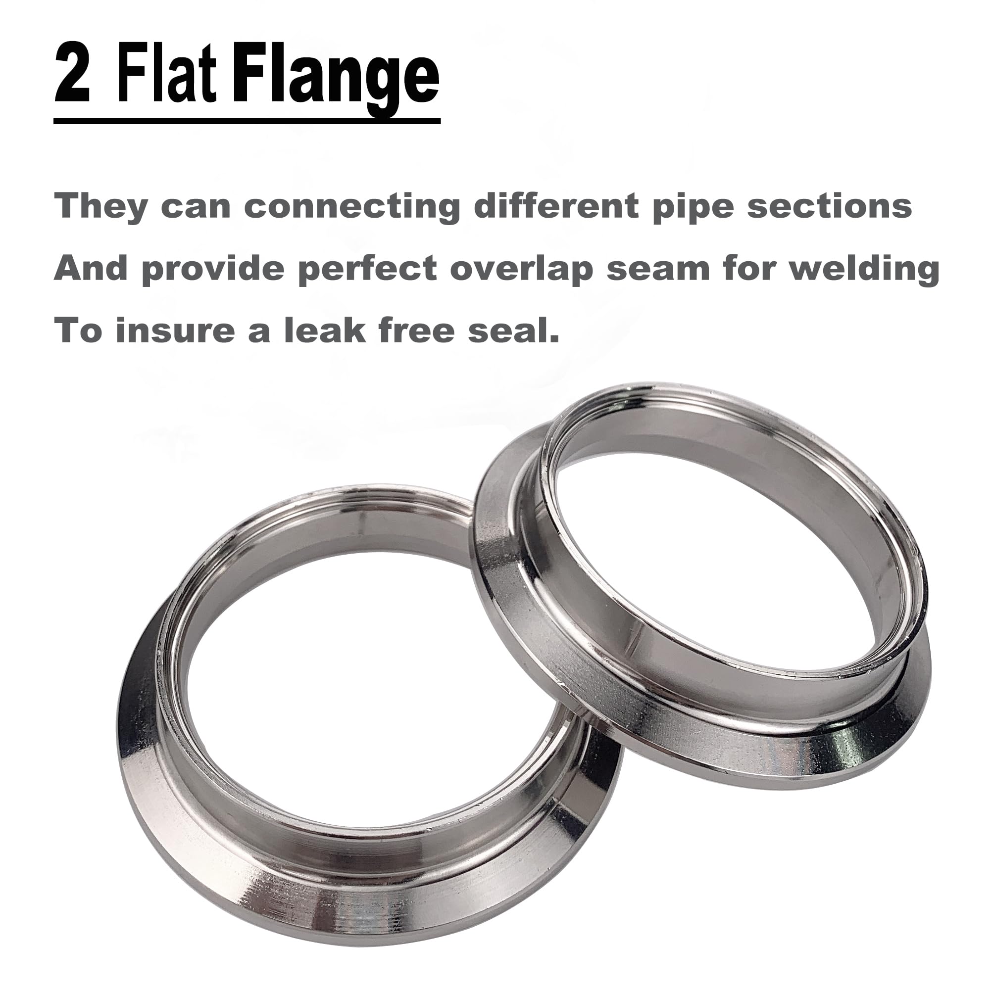 Morsetto di scarico in acciaio inox, 63 mm, V-flange, kit di serraggio universale, per tubi di scarico da 2,5 pollici