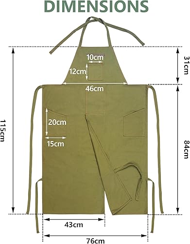 Miniatura 2 de Delantal de cerámica de cobertura completa, pierna dividida, 100% algodón, delantales de cerámica y cerámica con bolsillos para mujeres y hombres