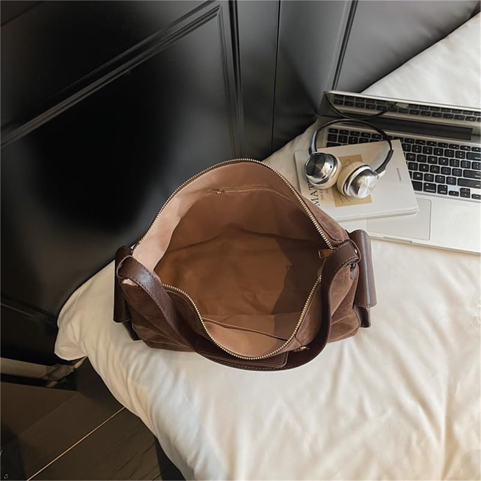 Torba materiałowa w stylu vintage, zamszowa torba na ramię