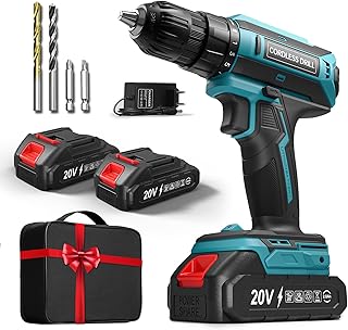 Perceuse Visseuse Sans Fil avec 2 Batteries, Perceuse Devisseuse Sans Fil 20V, Couple Max 42Nm, Visseuse Devisseuse 2 Vitesses LED, Compatible avec Batteries Makita, 25+1 Couple, 10mm Mandrin