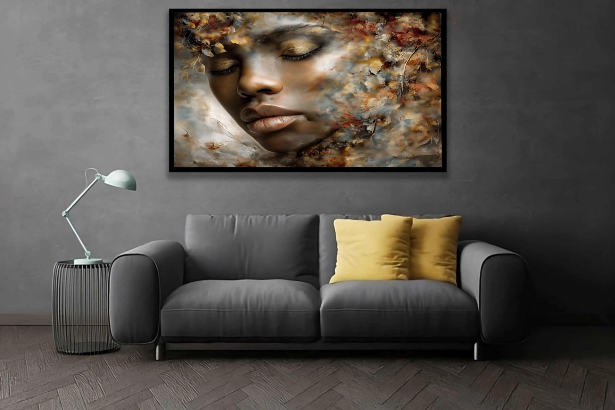 YUSUZHU Female Portrait Canvas, Abstract Face Canvas Wall Art, Wall Decor, Modern Mixed Media Canvas, Home Decoration Art Print(50x75cm/Frameless)