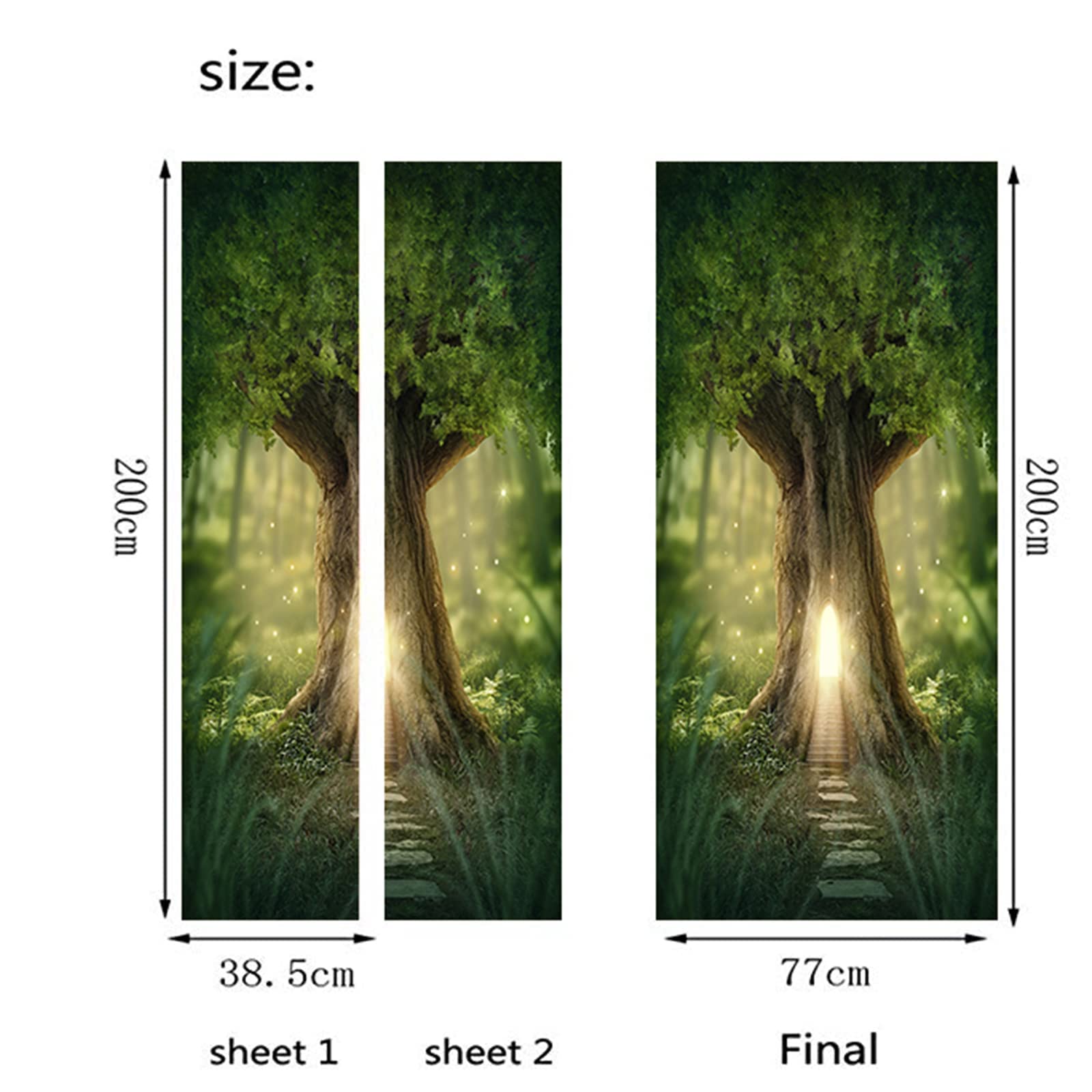 Cascade de Soleil Autocollant Porte Affiche 3D pour Cuisine,WOVTE Chambre Salle de Bain Auto