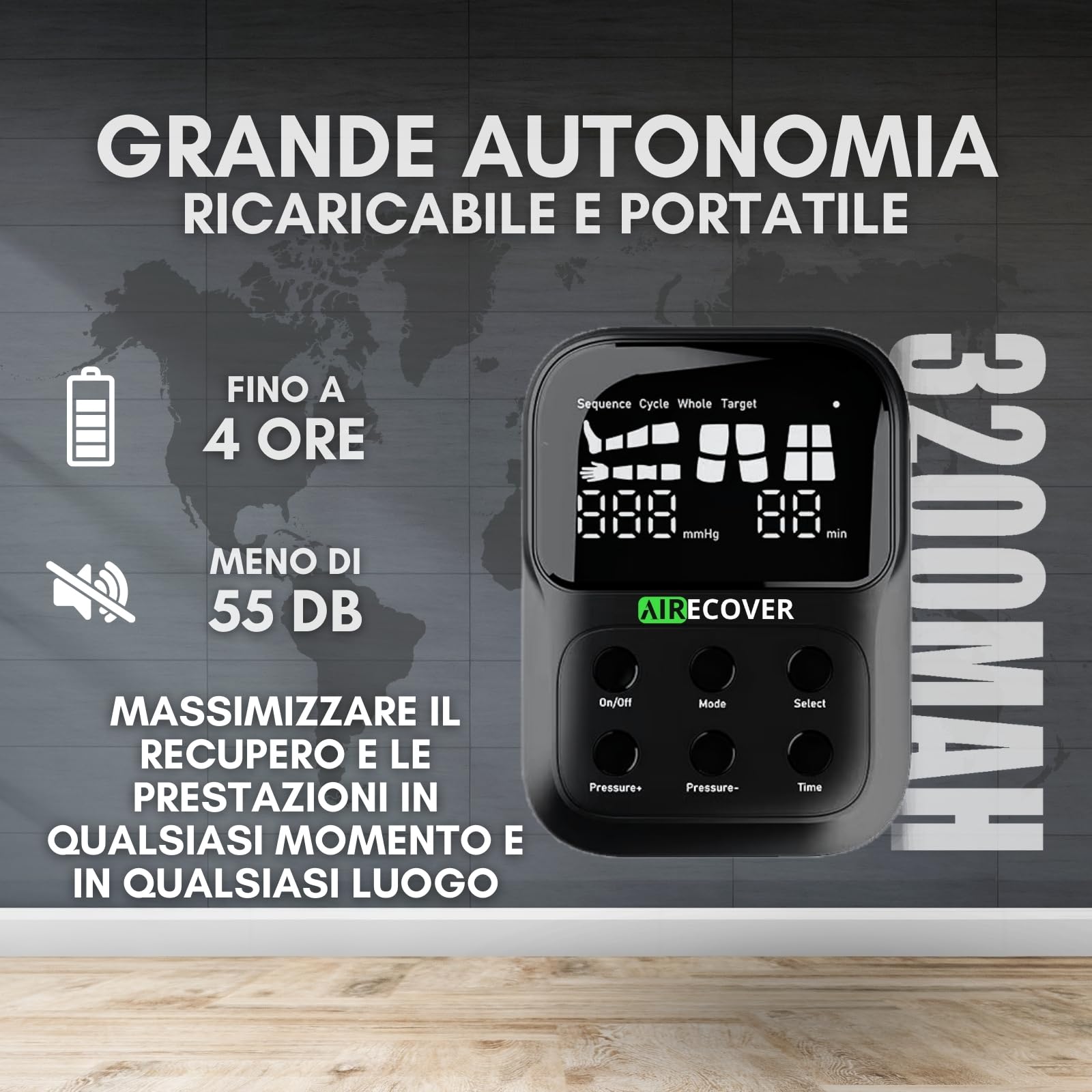 Pressoterapia per Casa, Massaggiatore Gambe Senza Fili e Ricaricabile, Linfodrenaggio per Circolazione, Sollievo dal Dolore, Rilassamento Muscolare e Recupero, Batteria 4 Ore (L)