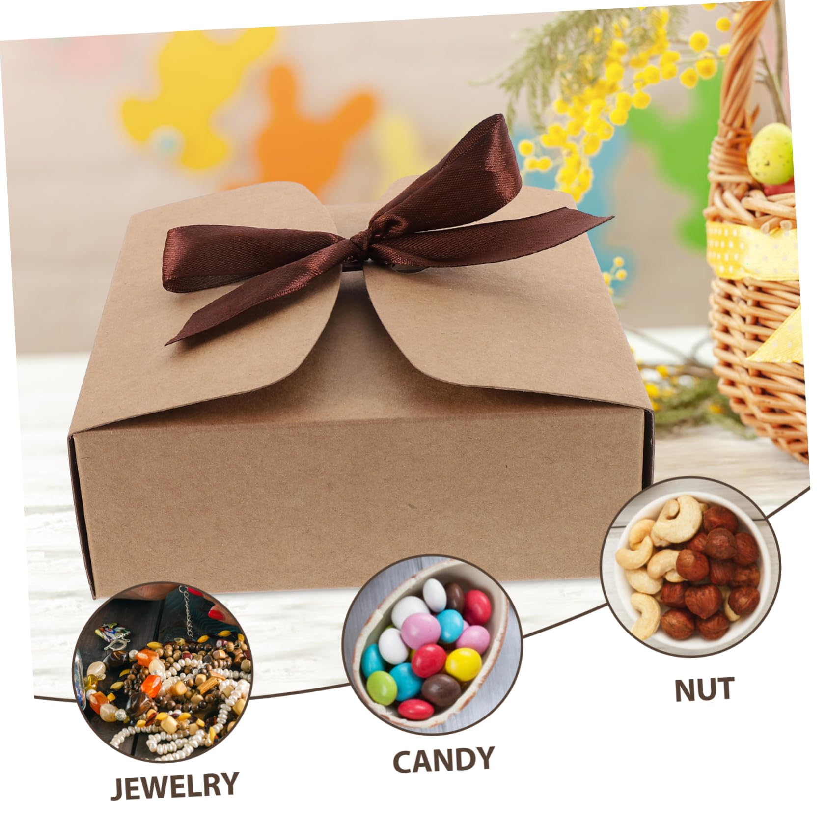 Mobestech Scatole Multifunzionali in Carta Kraft 20 Pezzi 14x14x5 Cm, Scatole Portatili per Imballaggio Regalo e Bomboniere, Contenitori Decorativi per Matrimoni, Proposte Damigelle