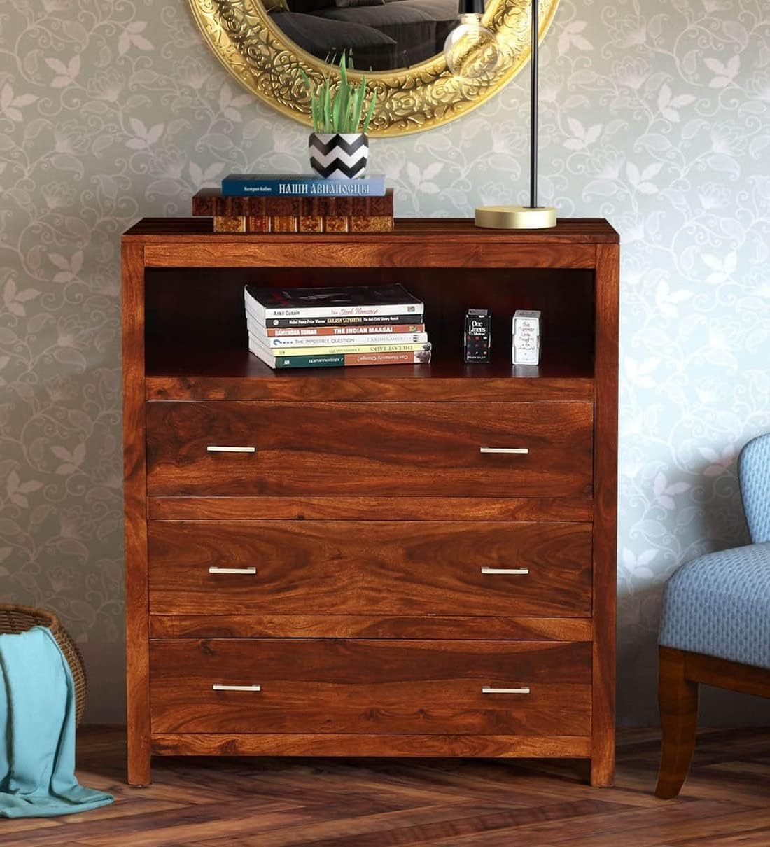 Cobra Craft Side Board Cabinet for Living Room | Storage Cabinet For Dining Room | Wooden Cabinet with Drawers | Wood Chest of Drawer For Living room (Solid Wood, Teak Finish, 40×17×46 Inch)-image-25