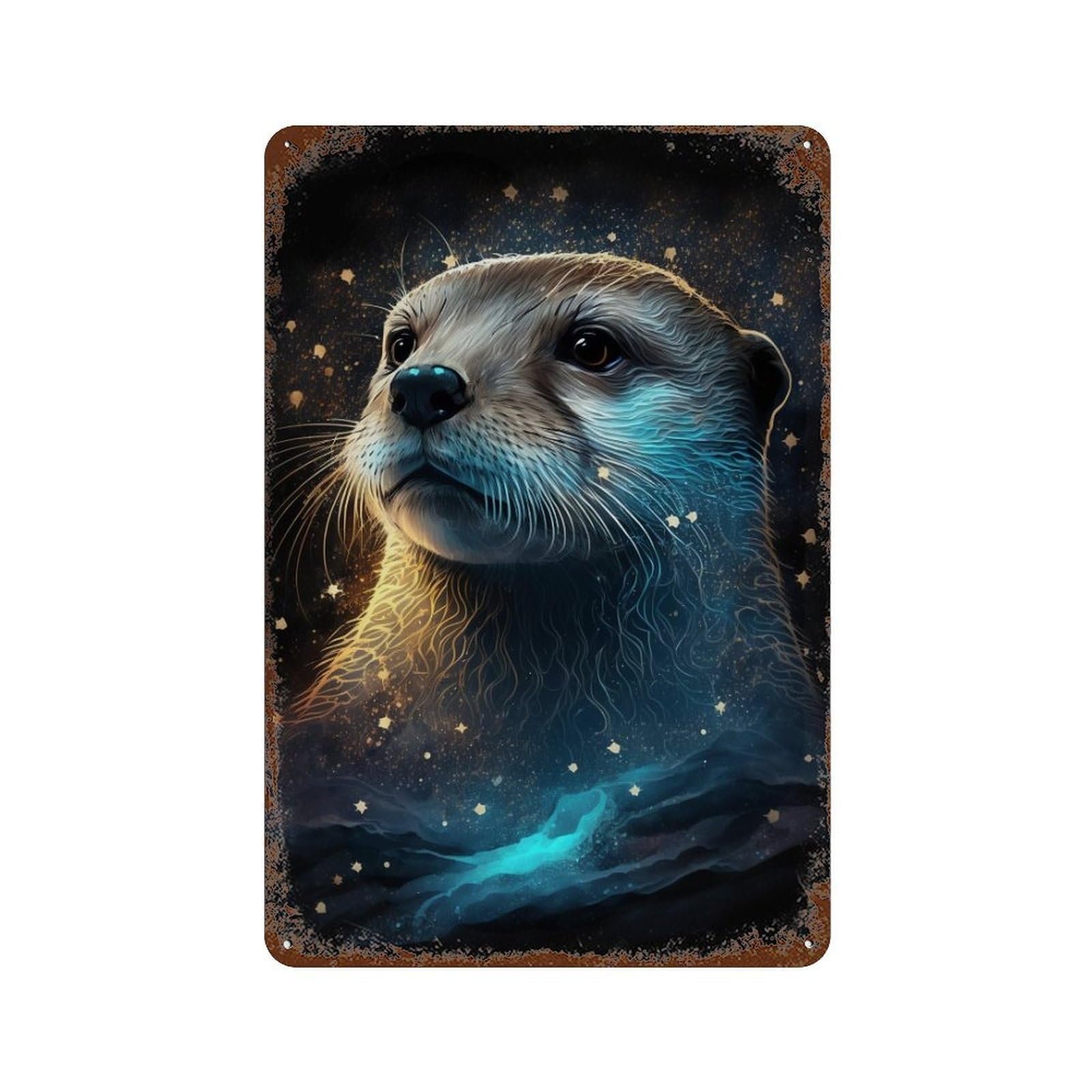 Magical Otter Portrait Decorative Tin Sign 11.8"x7.9", Retro Wall Decor for Garage, Pub Or Kitchen