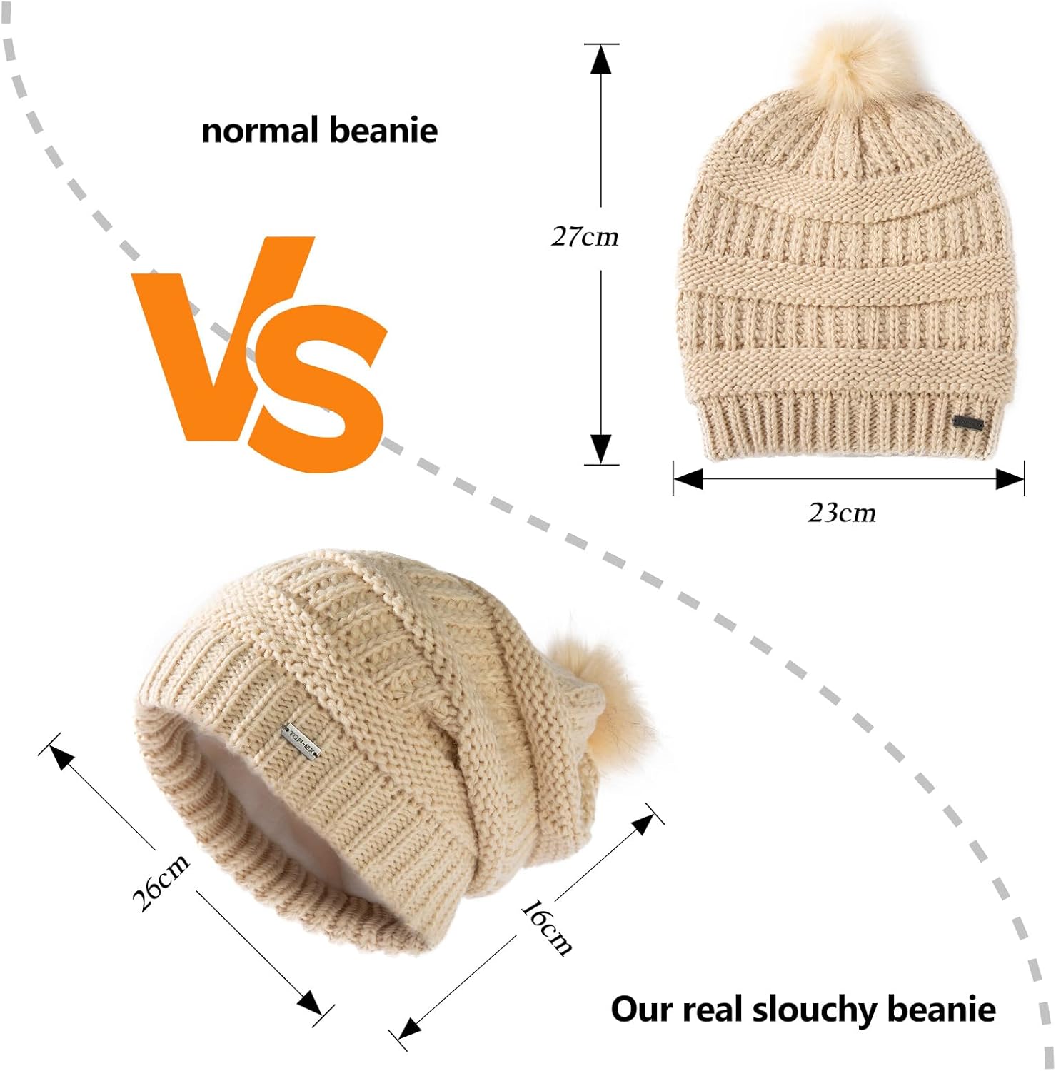 TOP-EX PolarWool™ Winter Slouchy Beanie for Women Icelandic Wool with Faux Fur Pom - Satin or Fleece Lined for Cold Weather - Image 6