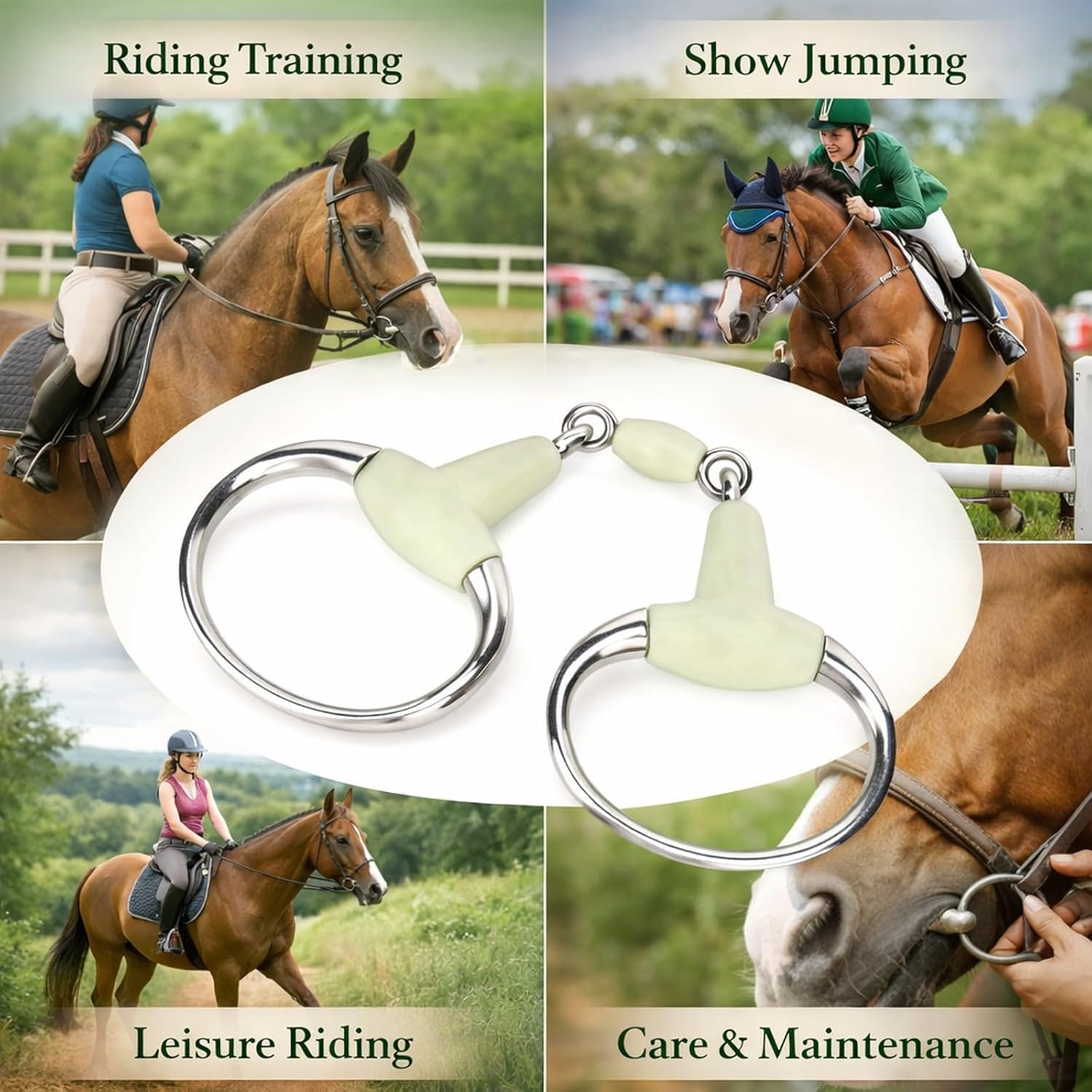Stainless Steel Rubber Wrapped Horse Mouth Snaffle Bit, Flavor, 6 Inch - Durable Training Equipment, Comfortable Fit for Riding and Racing