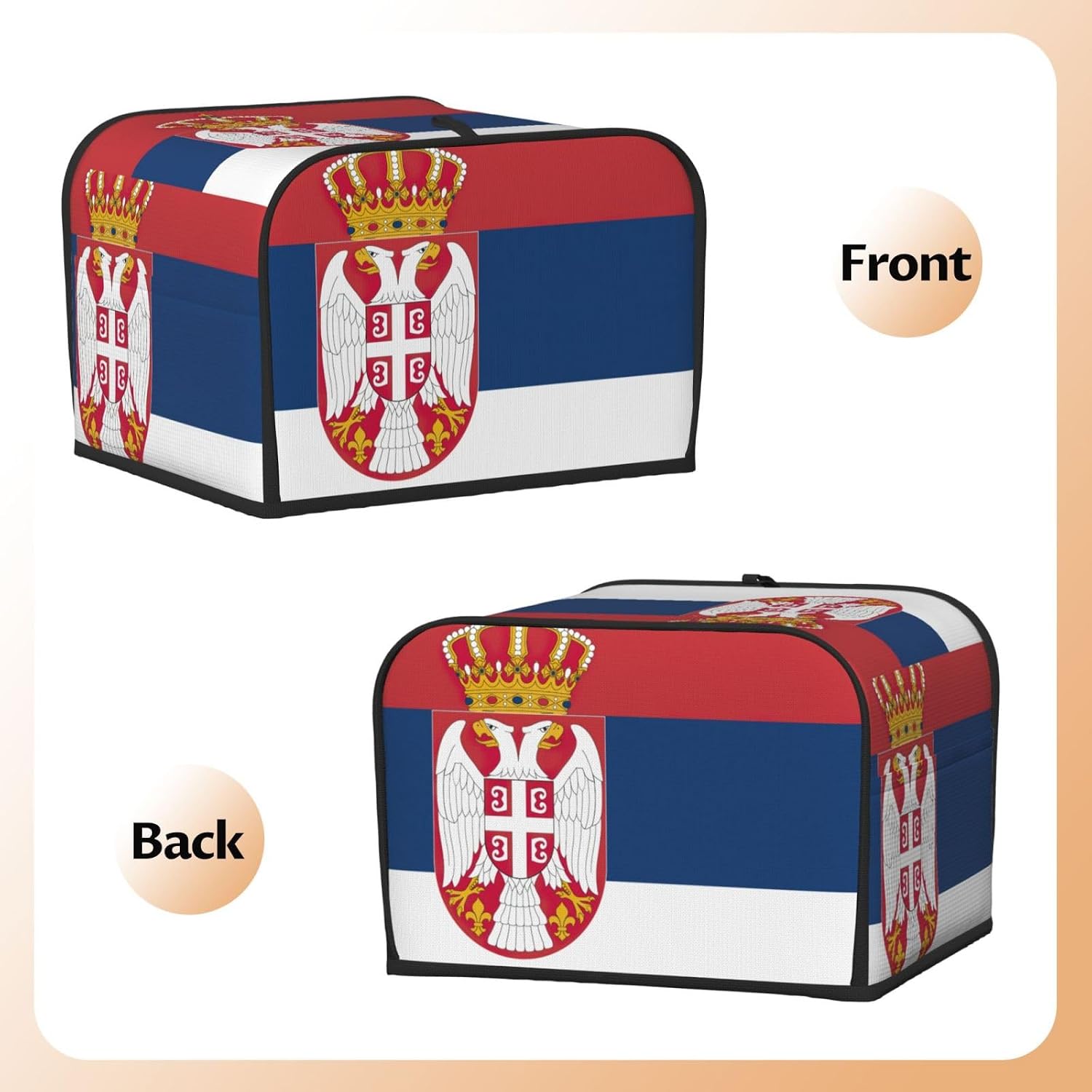 Flag Of Serbia Print 4-Slice Toaster Cover Kitchen Appliance For Bread Home Protector Daily Usability image 3