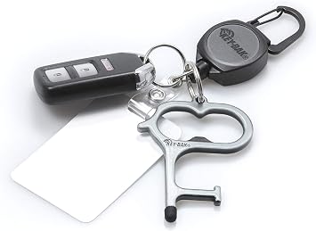 KEY-BAK Assure-A-Key Touchless Door Opener and Stylus with Sidekick Retractable Keychain and ID Badge Holder (0KBP-0224)