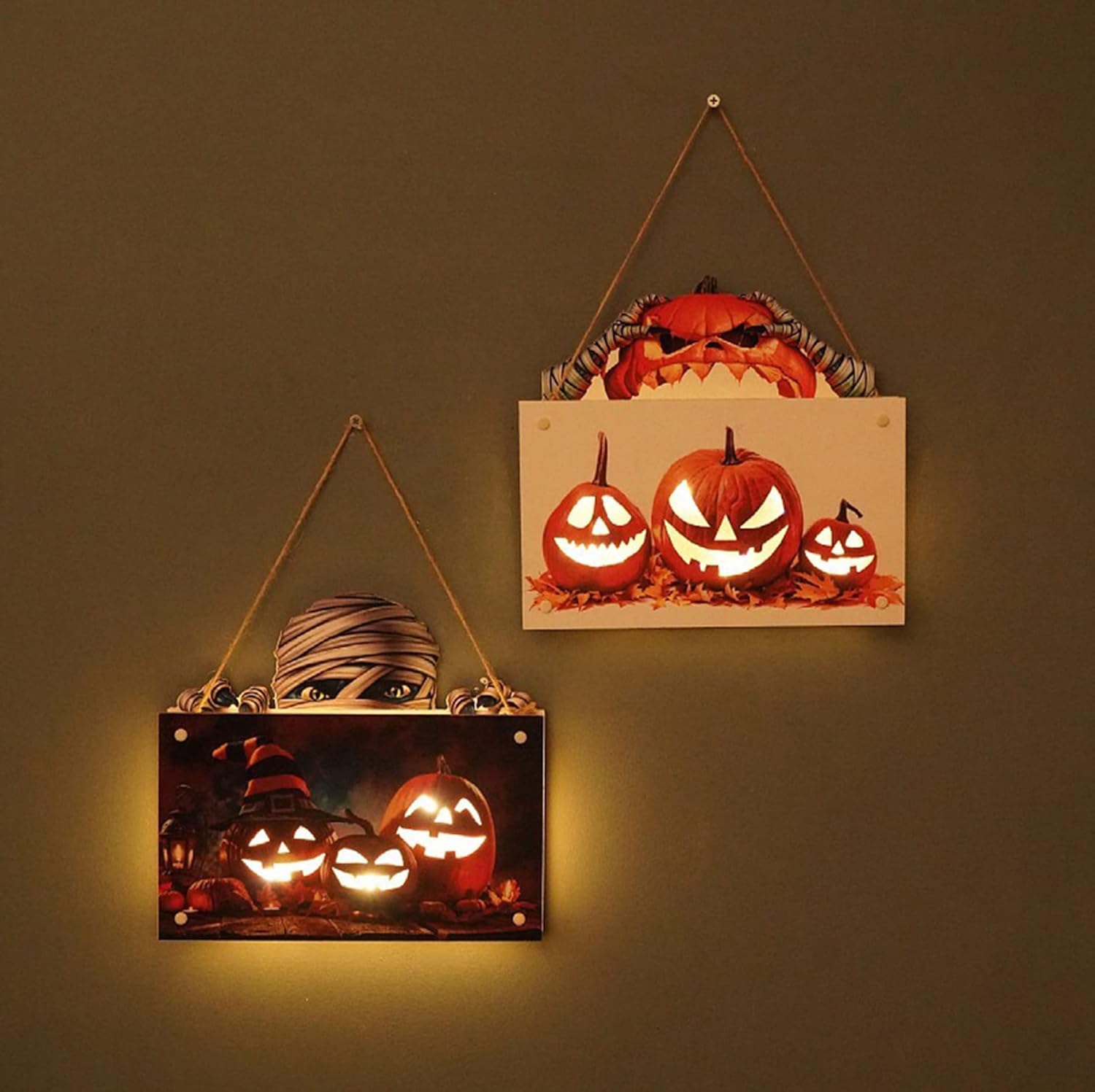 Halloween Signs House Listing Atmosphere Night Light - Wooden Door Hanging Decor