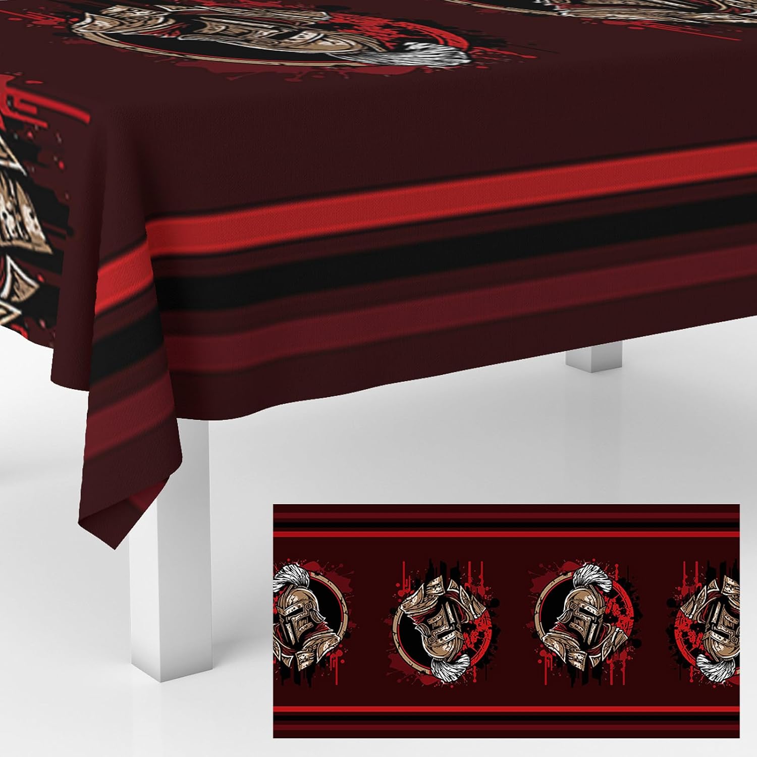 Spartan Tablecloths Fight Spartan Warrior Waterproof Table Covers Decorations for Spartan Theme Party Birthday Party Western Banquet Supplies 53x98 Inch