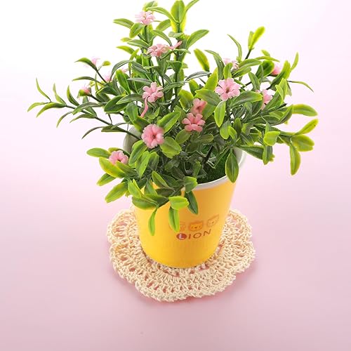 Miniatura 4 de Molain Posavasos de algodón de ganchillo hecho a mano de 4 pulgadas, manteles individuales redondos de tela, manteles individuales de encaje,