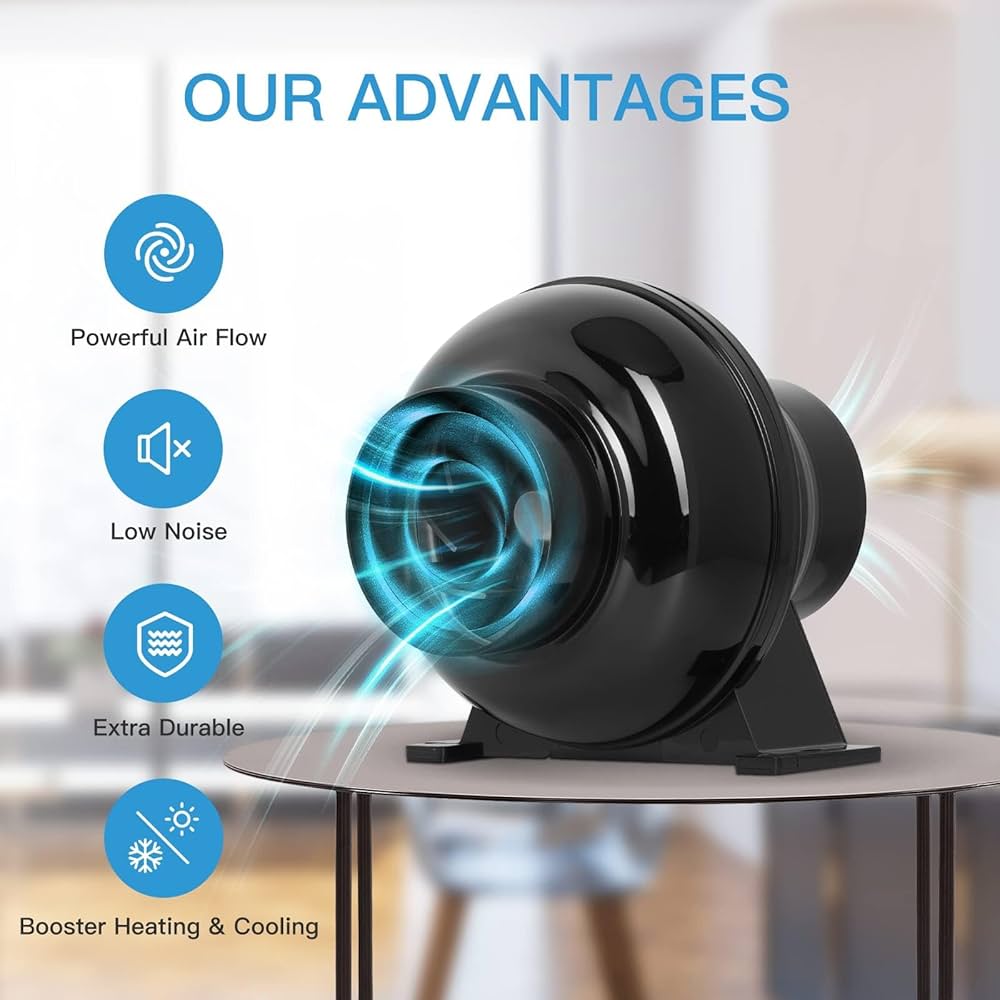 Amazon.co.jp: iPower 4インチ 195 CFM インラインファン、エア