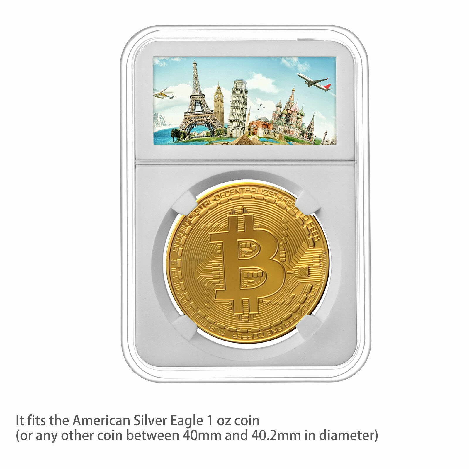 40mm コインスラブディスプレイホルダー 収納ケース アメリカンシルバーイーグル 1オンスコイン用 透明アクリルケース コイン整理・コレクション用  コインスラブディスプレイホルダー収納40mm アメリカンシルバーイーグル1オンスコイン用 10個