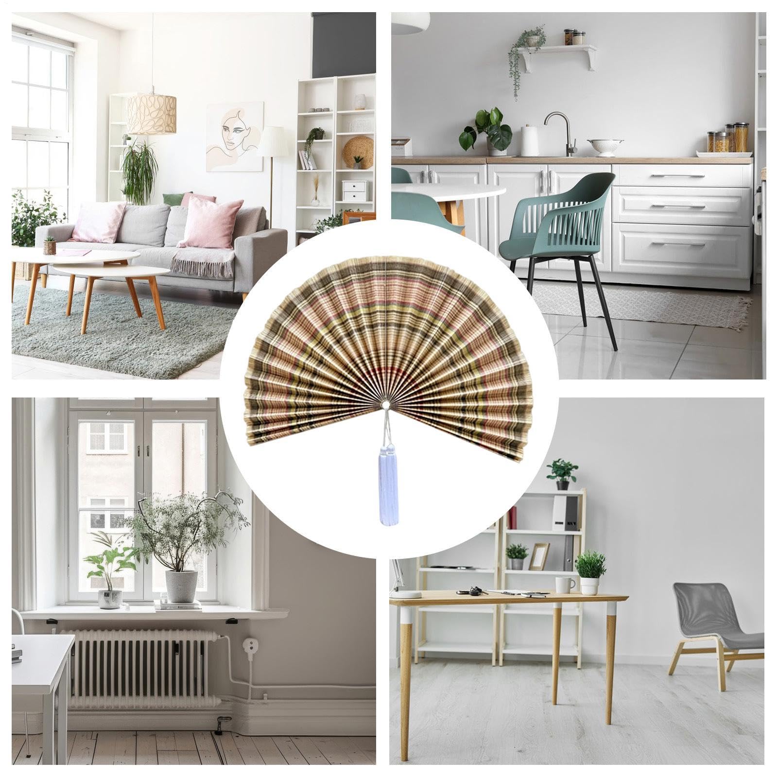 ChumDecor Fächer-Wanddekoration, japanische chinesische Wandfächer-Dekoration, Boho-Kopfteil zum Aufhängen, dekorativer Faltfächer für Zuhause, Wohnzimmer, über dem Bett, Schlafsaal
