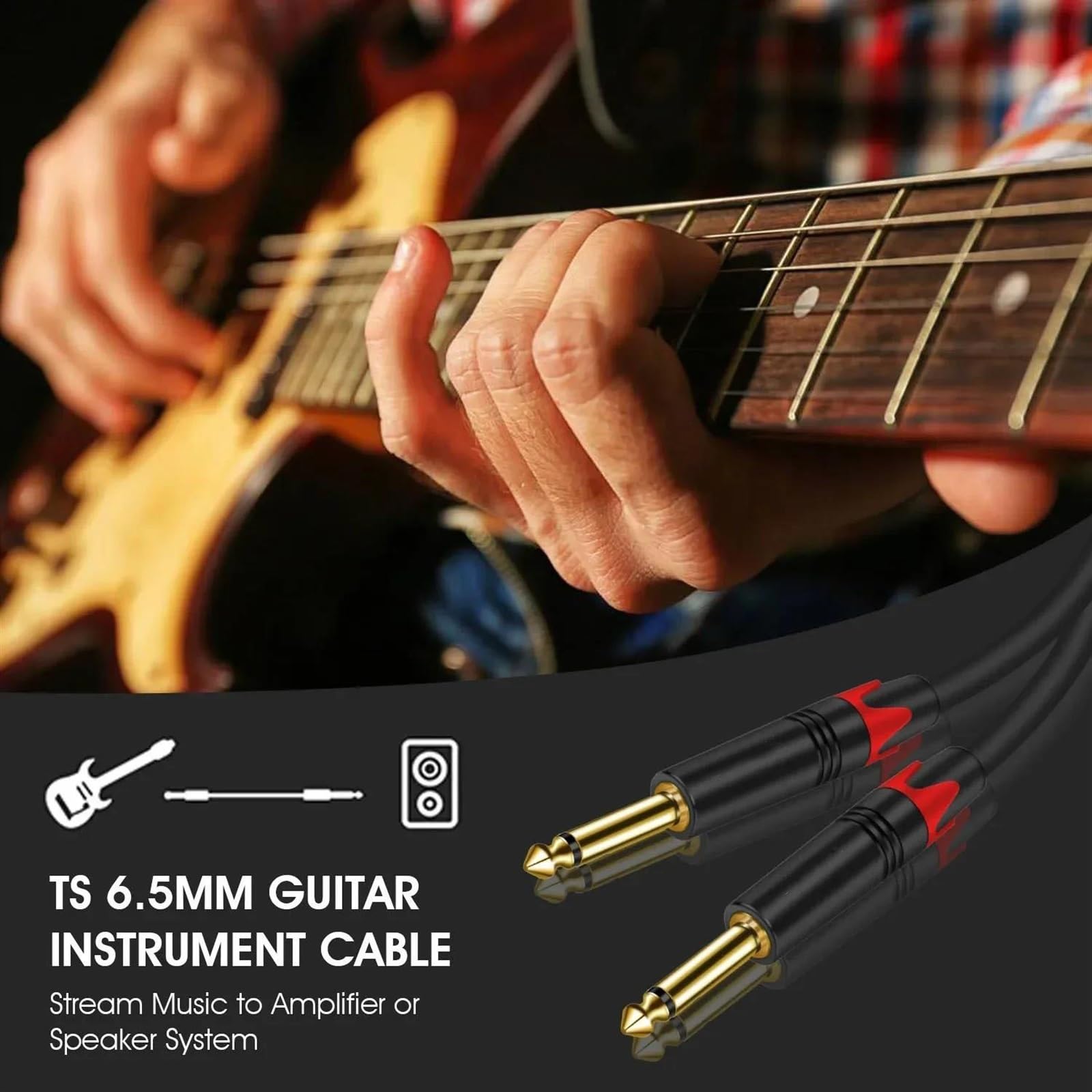 Kabel pomiarowy kątomierza, Kabel gitarowy męski 6,5 mm 1/4 cala do miksera, głośnika i wzmacniacza, różne rozmiary(Ts,8m)
