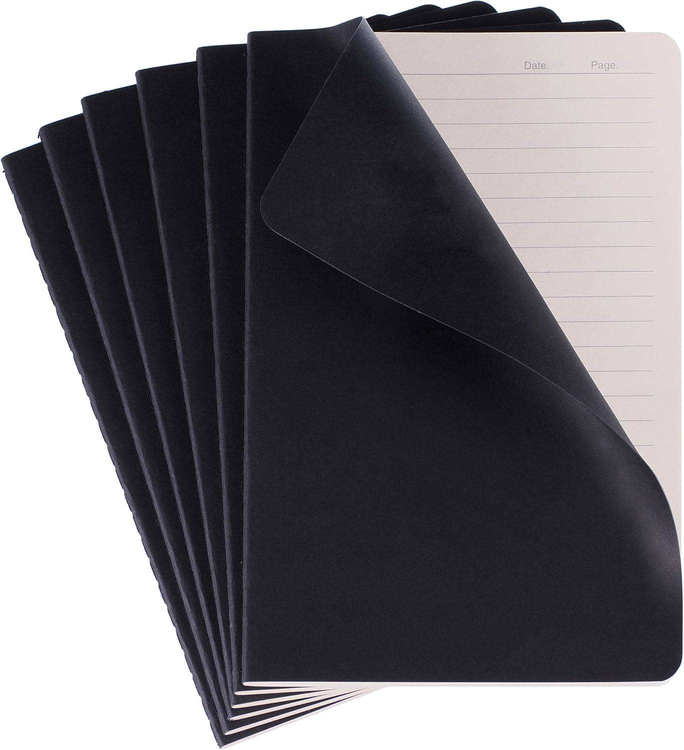 TWONE 6 Pack Notebooks Journal - 60 Lined Page/30 Sheets, Premium Thick Paper Soft Cover Journal for Travel, Office, Work, Office, Home, School, Business Writing, 5.5” x 8.25” (Black)